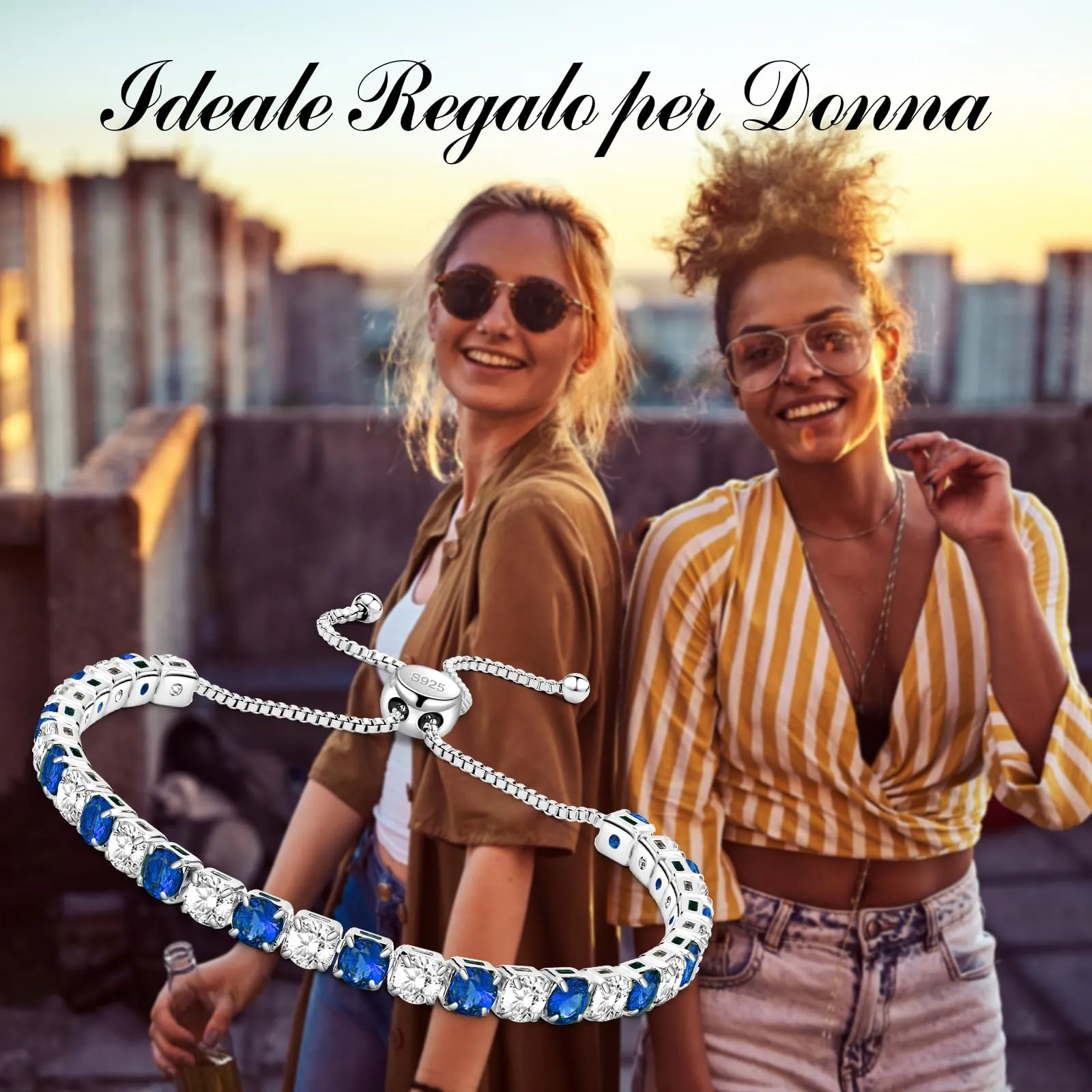J.Fée Regali Per Lei Regalo Donna, Tennis Bracciale Donna Argento 925 Bracciale Argento 925 Bracciali Tennis Gioielli Regalo Per Lei,07 - immagine 6
