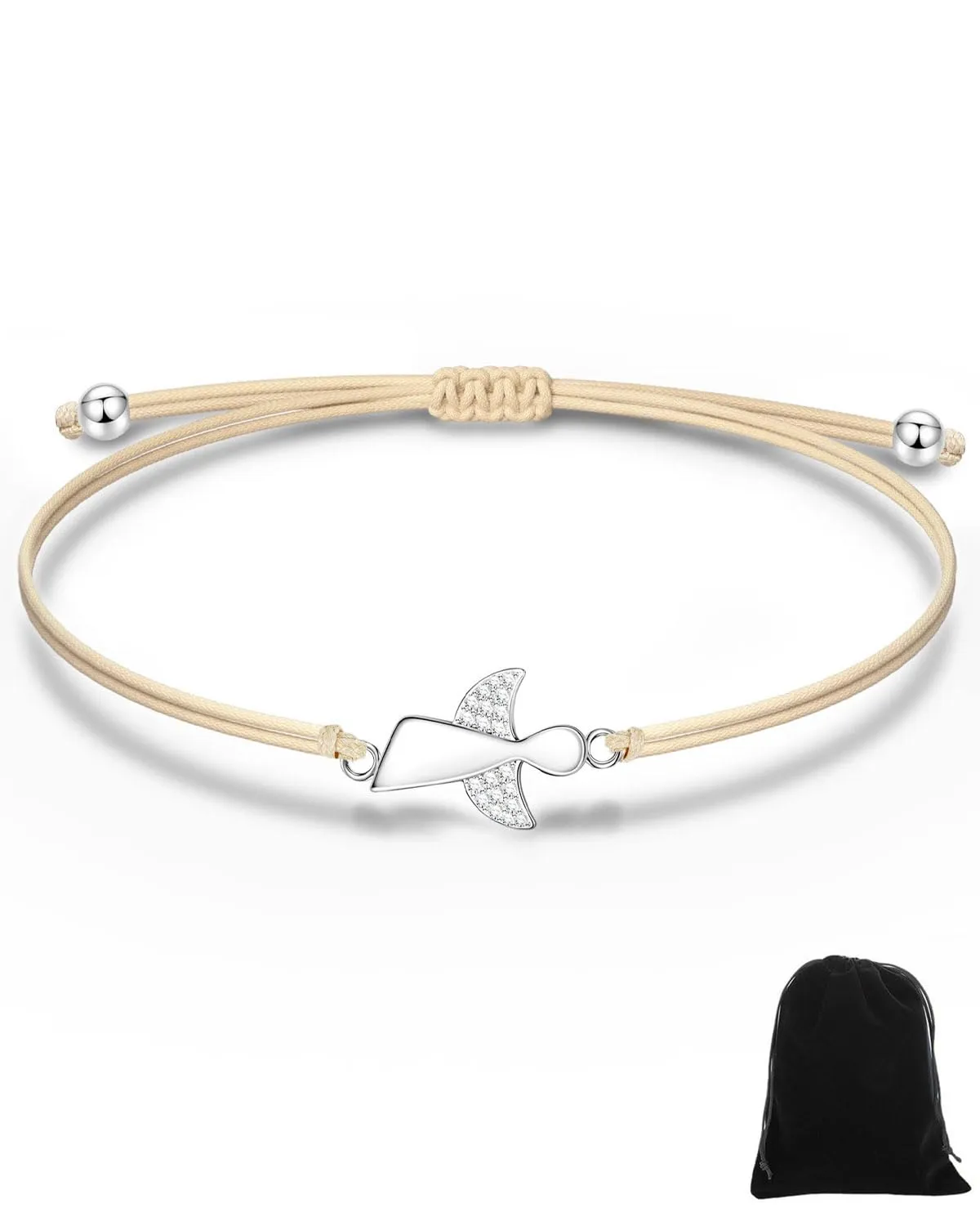 CULEB 1 Pezzo Bracciale Angelo Custode in Argento,Bracciale Portafortuna con Cordoncino Intrecciato Regolabile, Regalo per Cresima, Battesimo e Comunione per Ragazze Ragazzo Donne - immagine 1