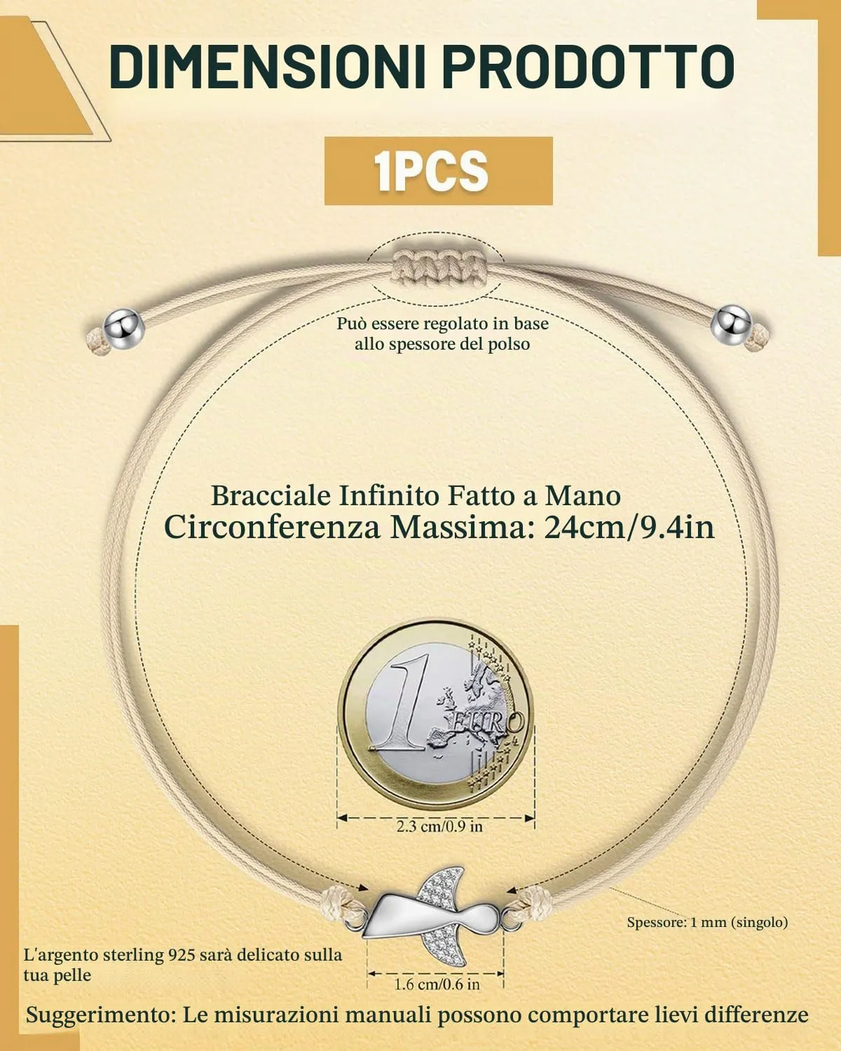 CULEB 1 Pezzo Bracciale Angelo Custode in Argento,Bracciale Portafortuna con Cordoncino Intrecciato Regolabile, Regalo per Cresima, Battesimo e Comunione per Ragazze Ragazzo Donne - immagine 2