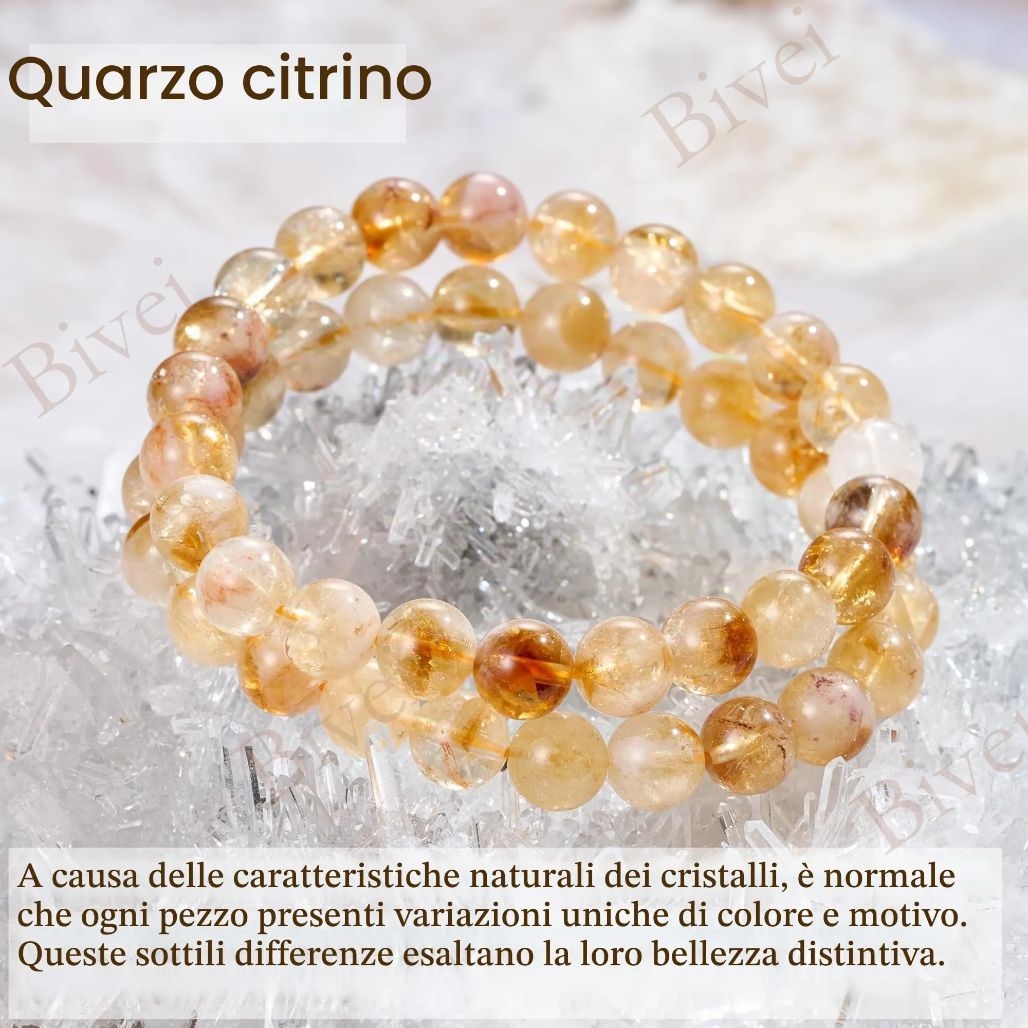 Bivei Bracciale Donna Pietre Naturali Citrino 8 mm, 21 cm - immagine 5