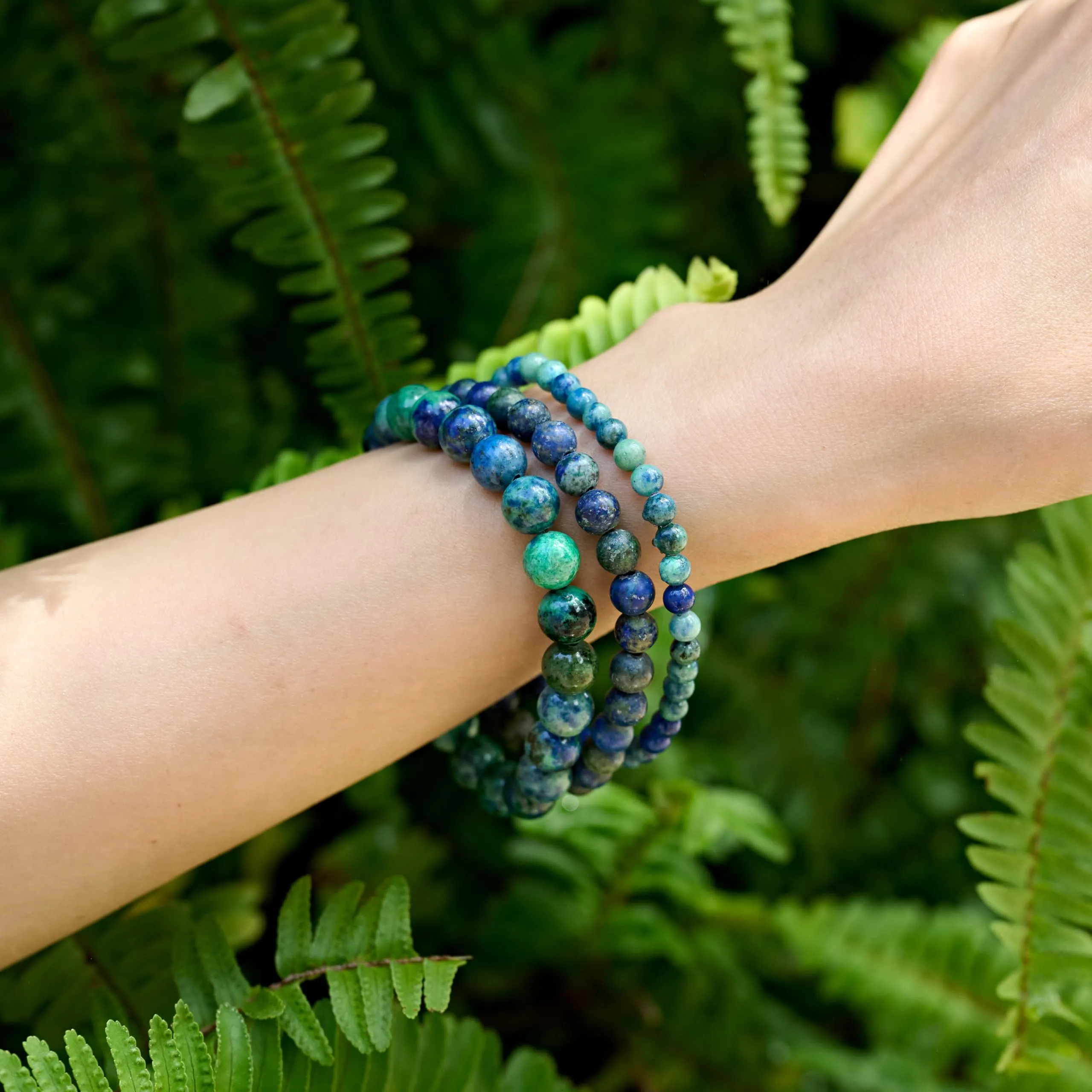 Bivei Bracciale Donna Pietre Naturali Chrysocolla 8 mm, 18,5 cm - immagine 2
