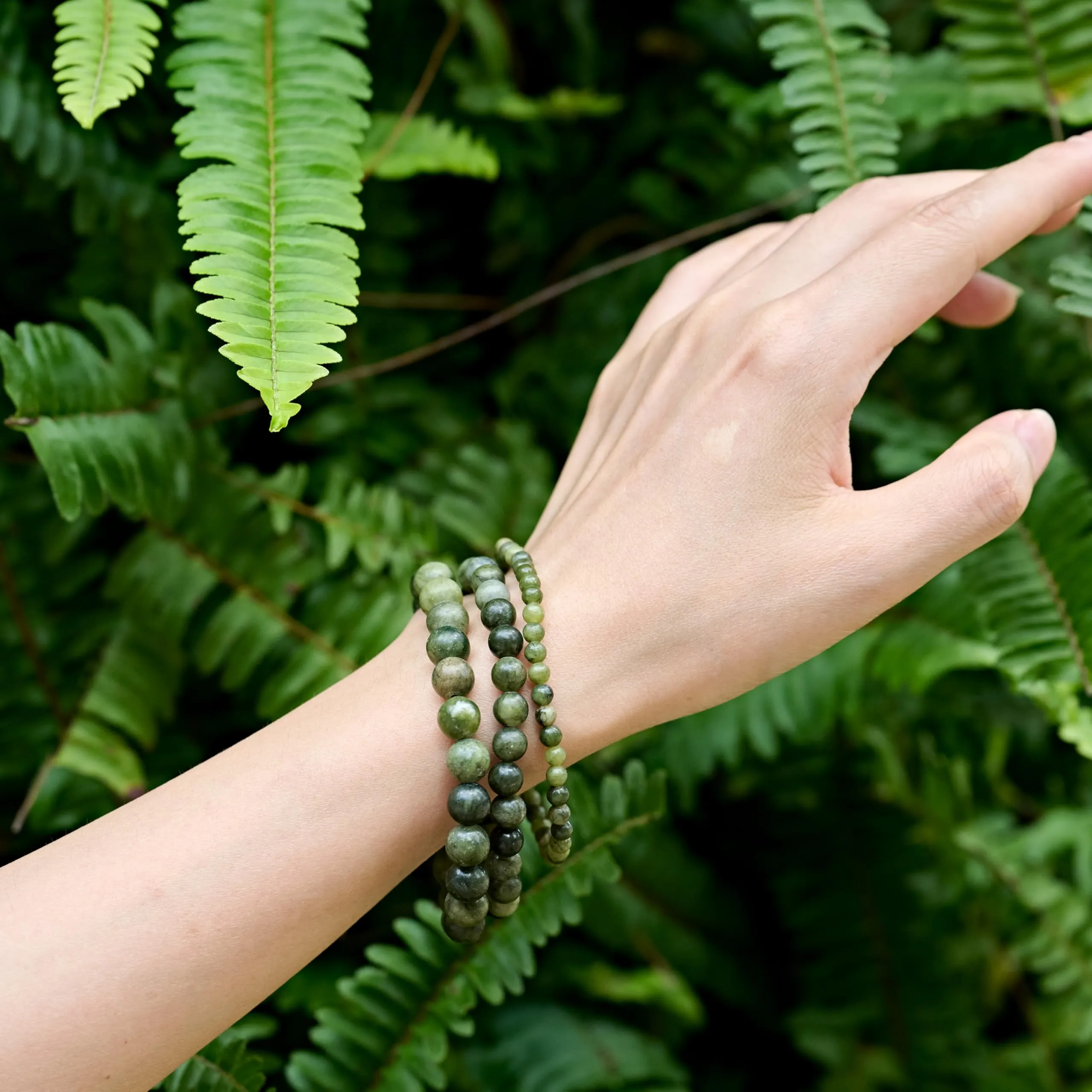 Bivei Bracciale Donna Pietre Naturali Jade di Taiwan 8 mm, 18,5 cm - immagine 2