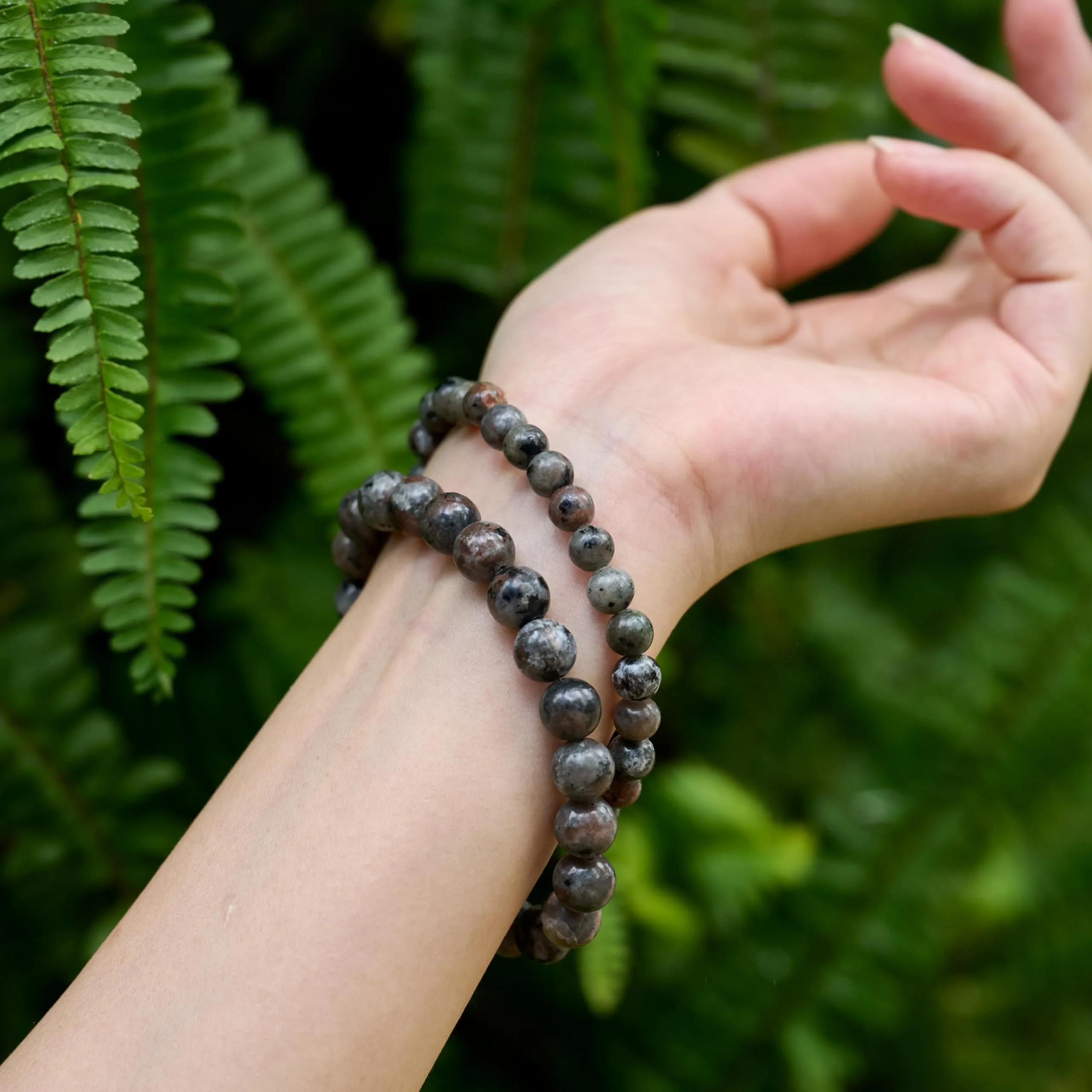 Bivei Bracciale Donna Pietre Naturali Yooperlite 8 mm, 18,5 cm - immagine 2