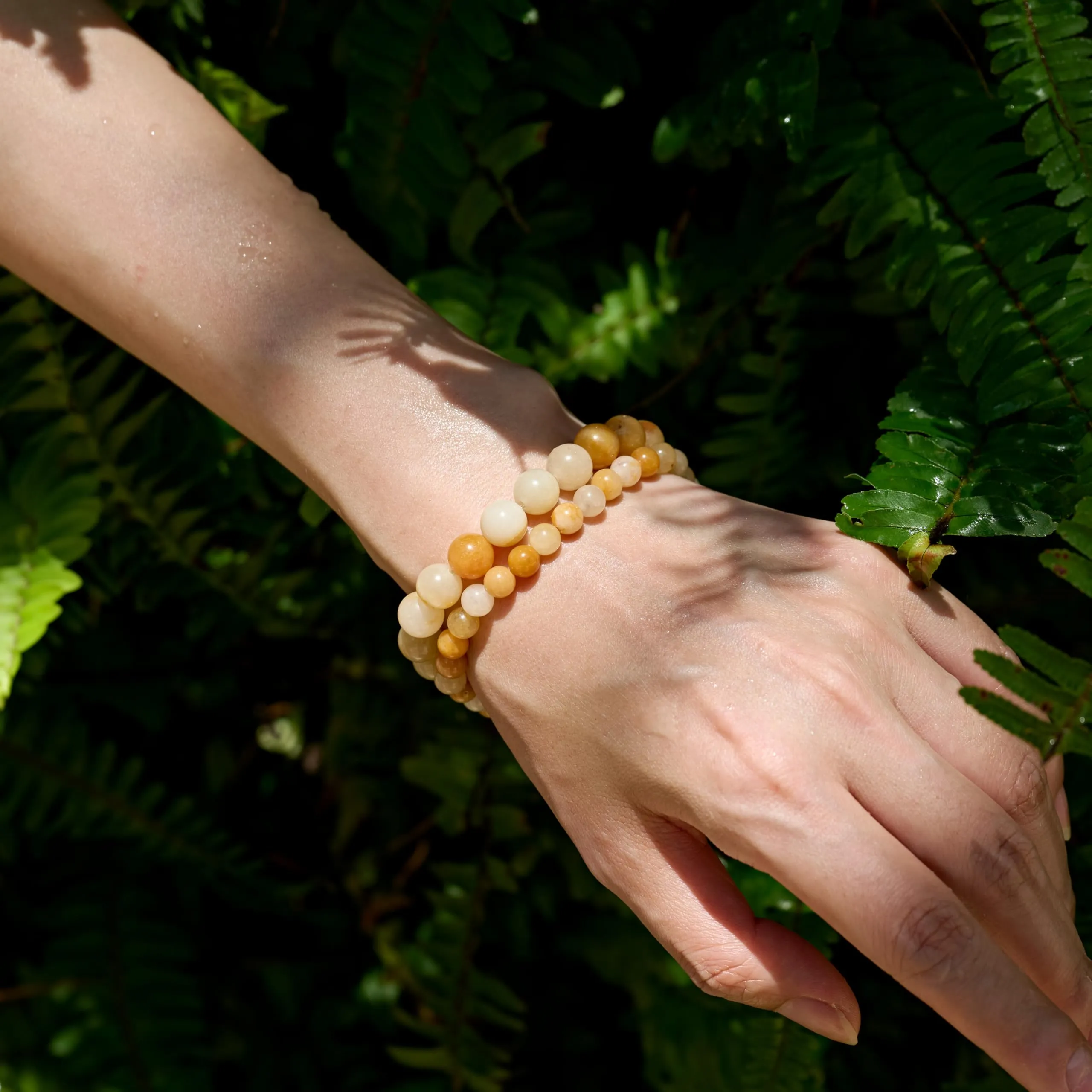 Bivei Bracciale Donna Pietre Naturali Jade Giallo 8 mm, 18,5 cm - immagine 2