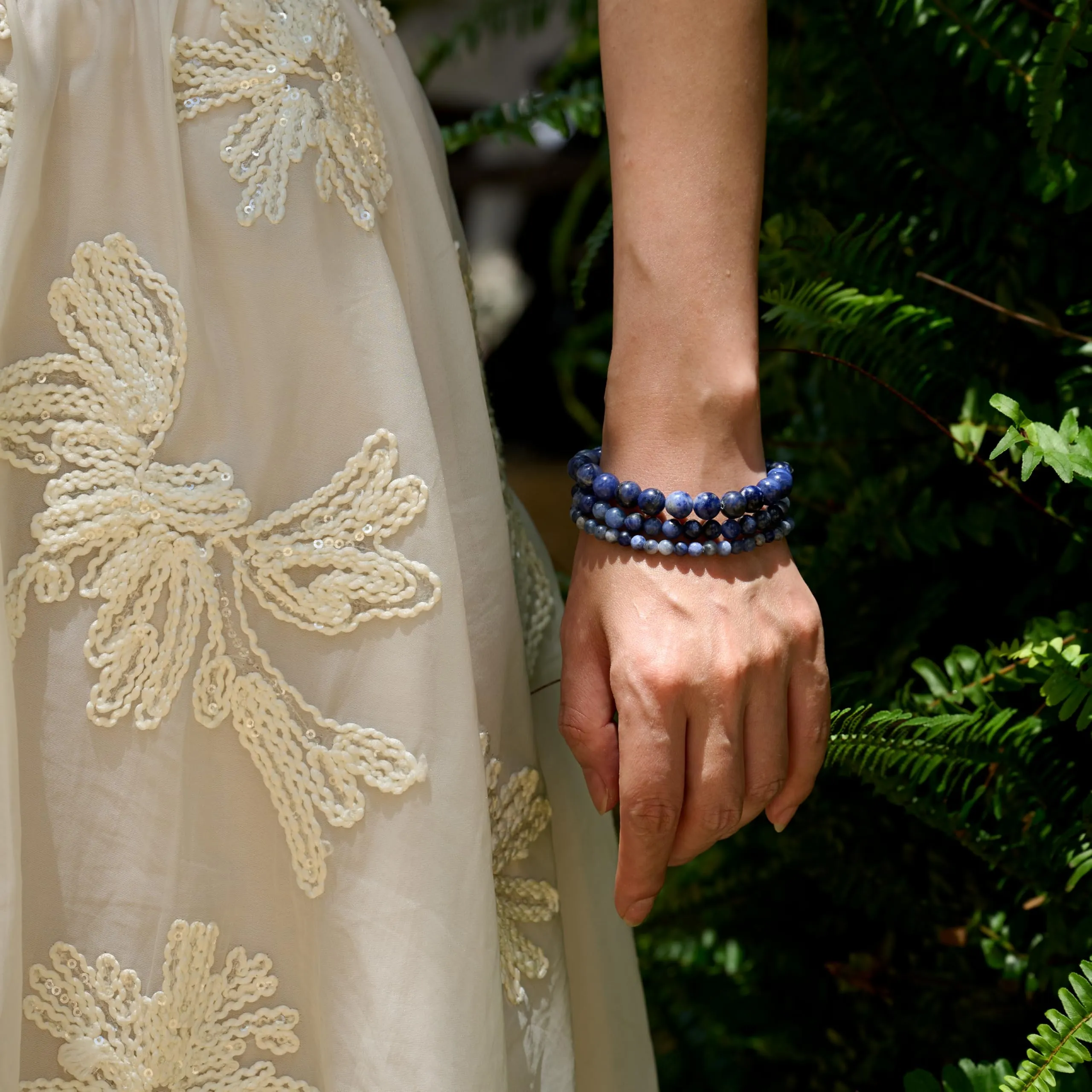 Bivei Bracciale Donna Pietre Naturali Sodalite 8 mm, 18,5 cm - immagine 3