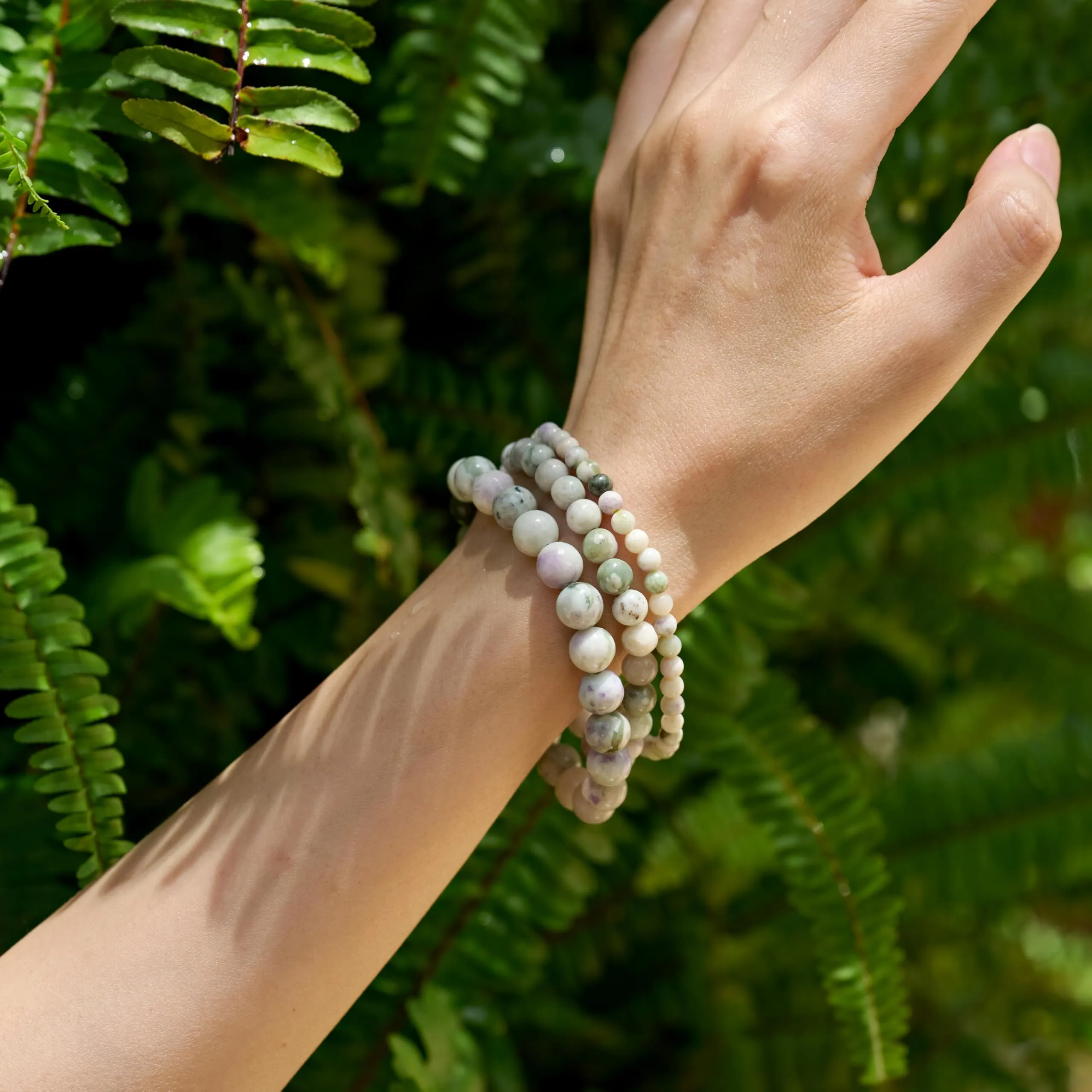 Bivei Bracciale Donna Pietre Naturali Jade di Pace 8 mm, 18,5 cm - immagine 2