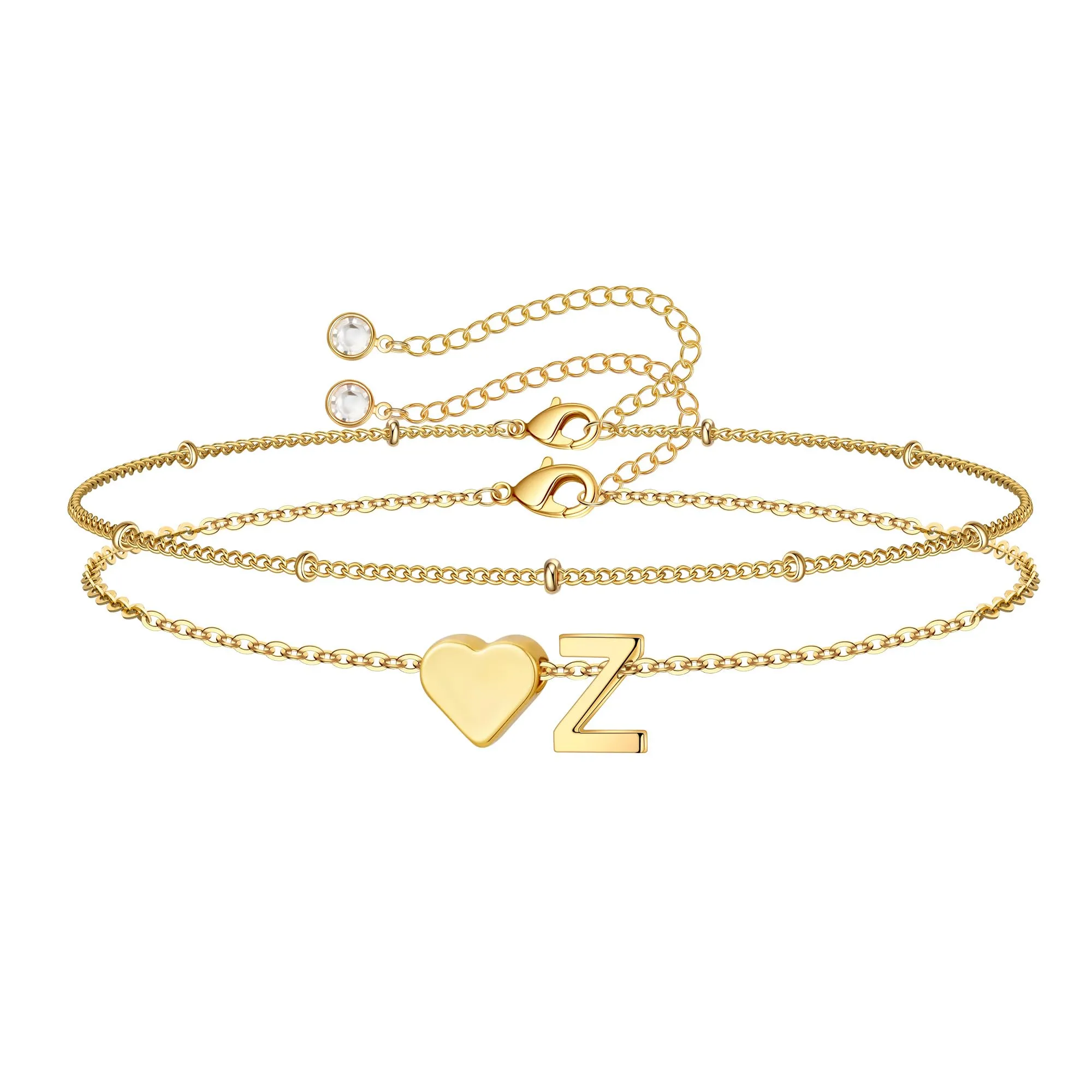 TINGN Bracciale da donna oro argento – 14 carati placcato oro oro a strati – bracciale personalizzato con lettere monogramma alfabeto – bracciale da donna gioielli regalo per donne fidanzate ragazze - immagine 1