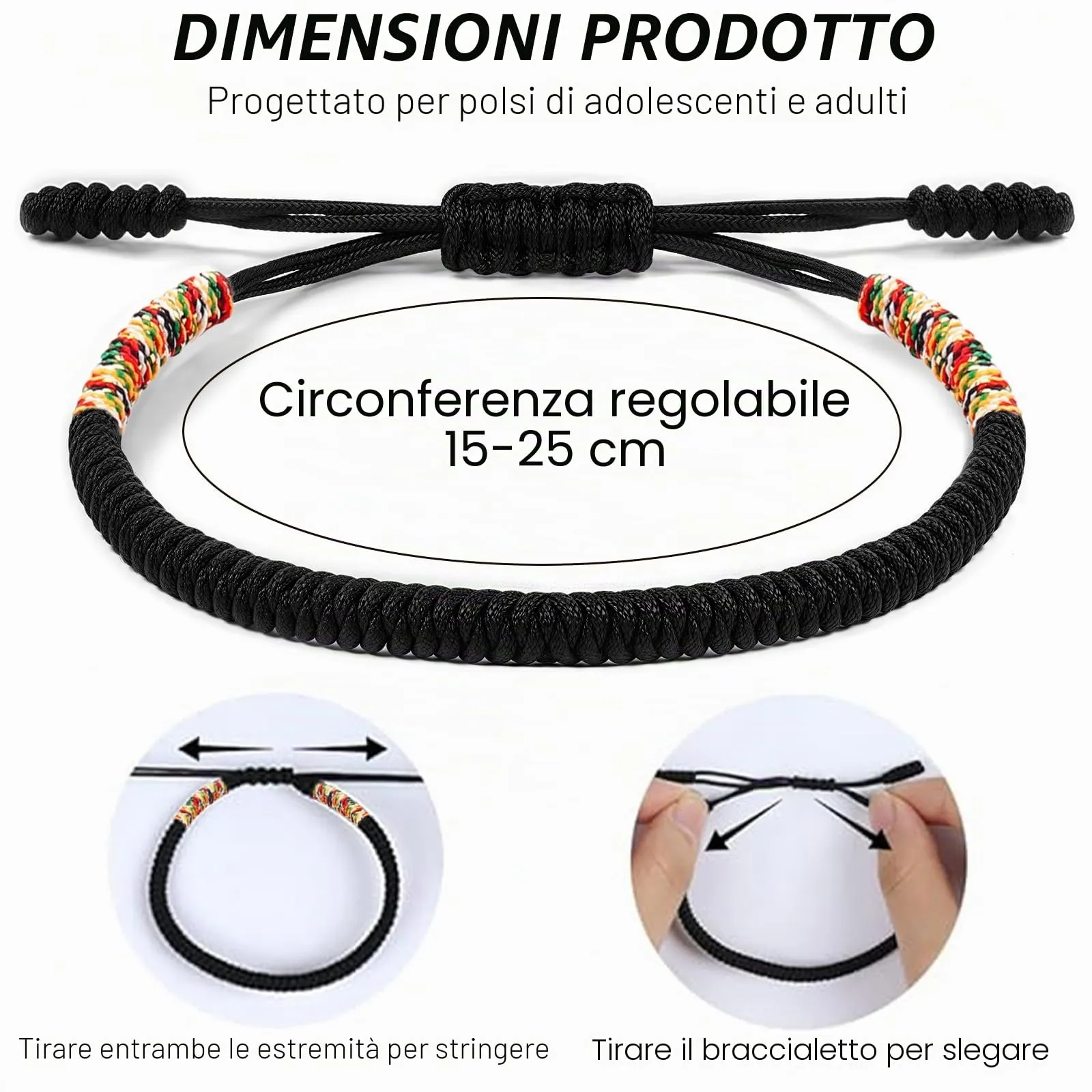 Aucuu Portafortuna Braccialetto, Braccialetti Intrecciati, Braccialetti Amicizia Intrecciati, Tibetano Amicizia Corda Bracciale, Bracciali Fatto a Mano, Bracciale Regolabile per Donne Uomo Bambini - immagine 2