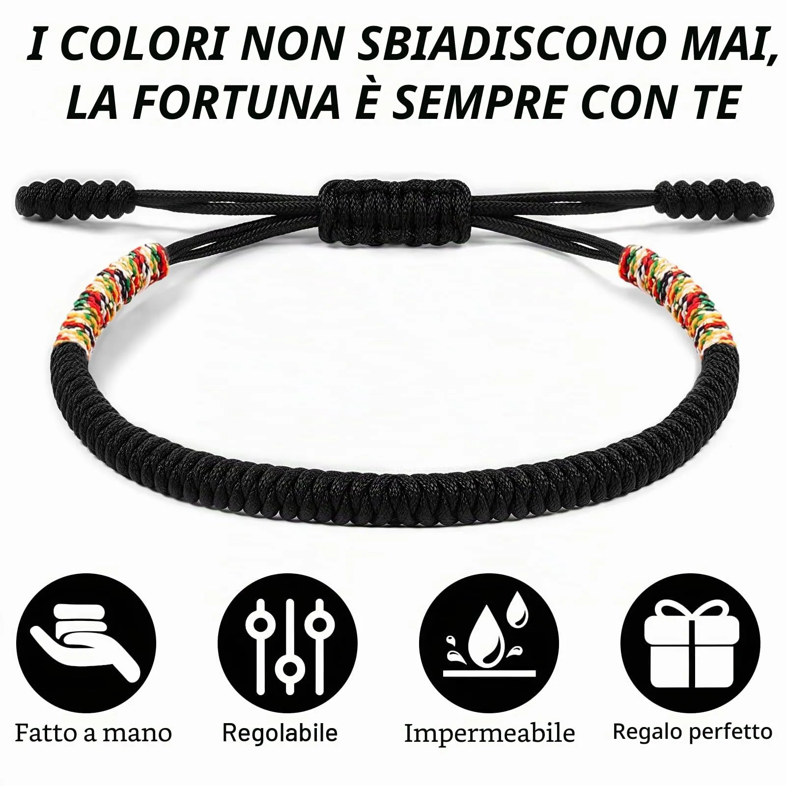 Aucuu Portafortuna Braccialetto, Braccialetti Intrecciati, Braccialetti Amicizia Intrecciati, Tibetano Amicizia Corda Bracciale, Bracciali Fatto a Mano, Bracciale Regolabile per Donne Uomo Bambini - immagine 3