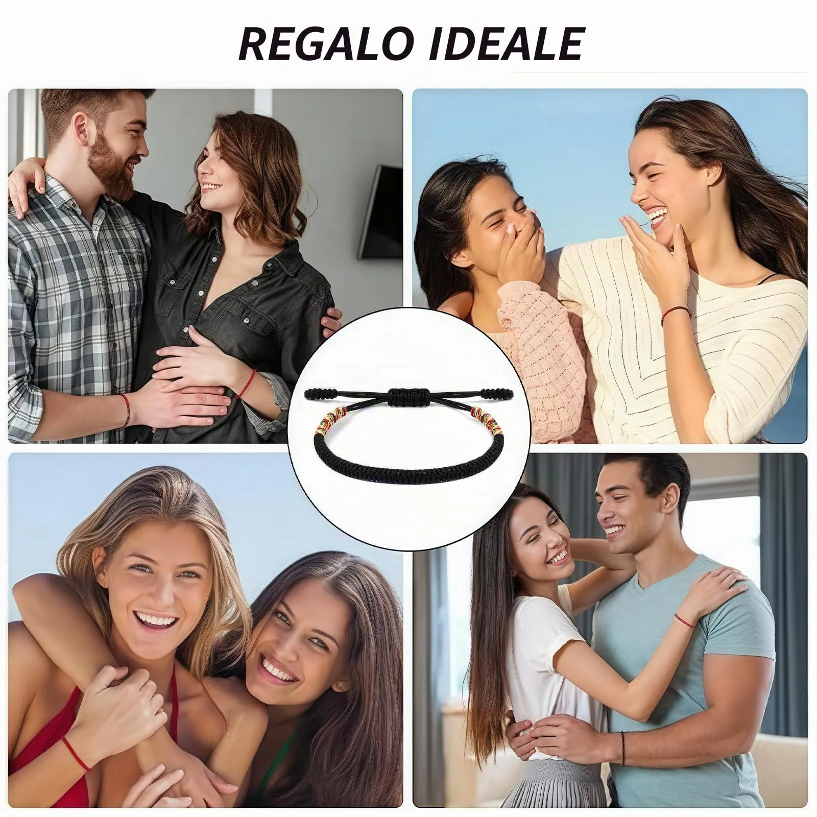 Aucuu Portafortuna Braccialetto, Braccialetti Intrecciati, Braccialetti Amicizia Intrecciati, Tibetano Amicizia Corda Bracciale, Bracciali Fatto a Mano, Bracciale Regolabile per Donne Uomo Bambini - immagine 7