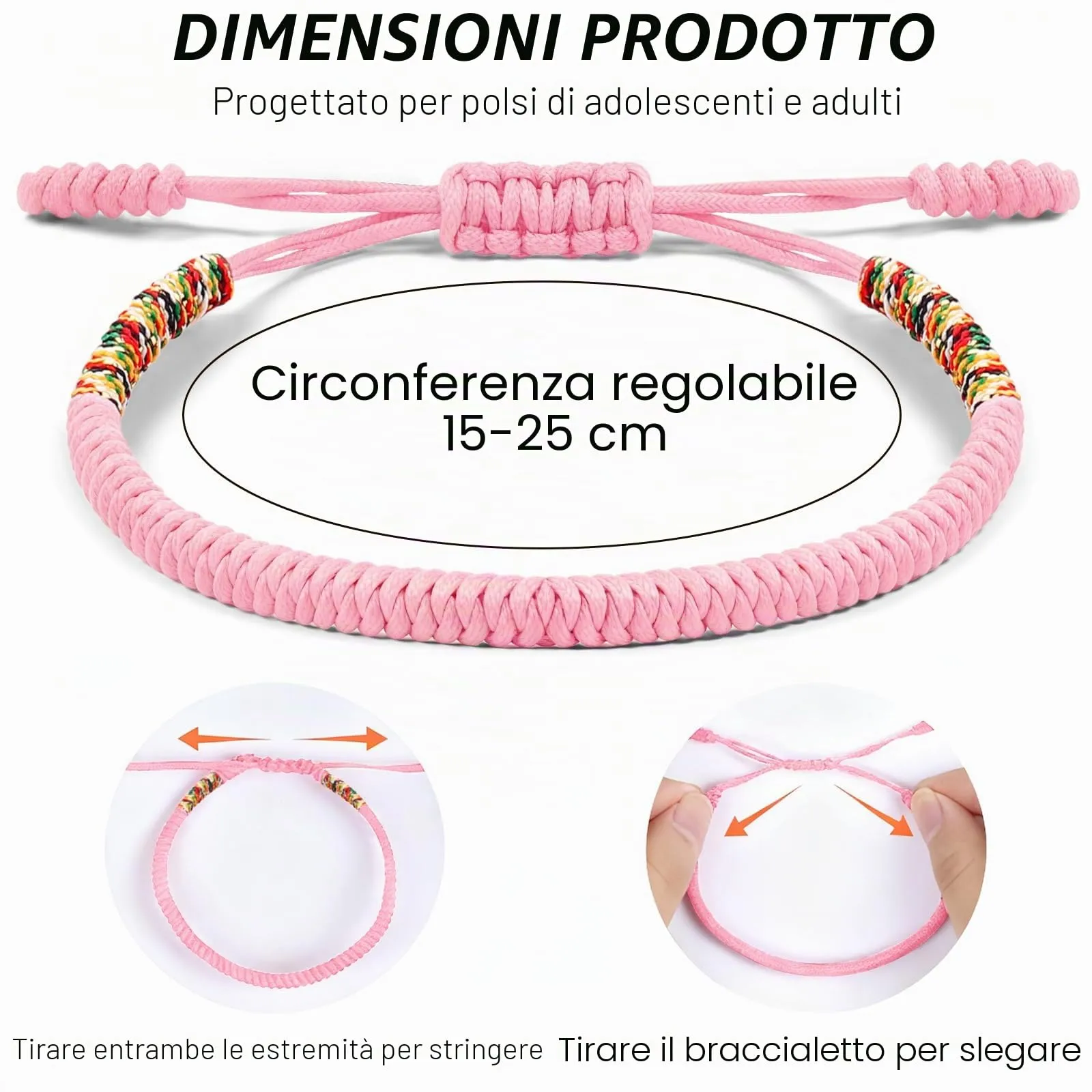Aucuu Portafortuna Braccialetto, Braccialetti Intrecciati, Braccialetti Amicizia Intrecciati, Tibetano Amicizia Corda Bracciale, Bracciali Fatto a Mano, Bracciale Regolabile per Donne Uomo Bambini - immagine 2