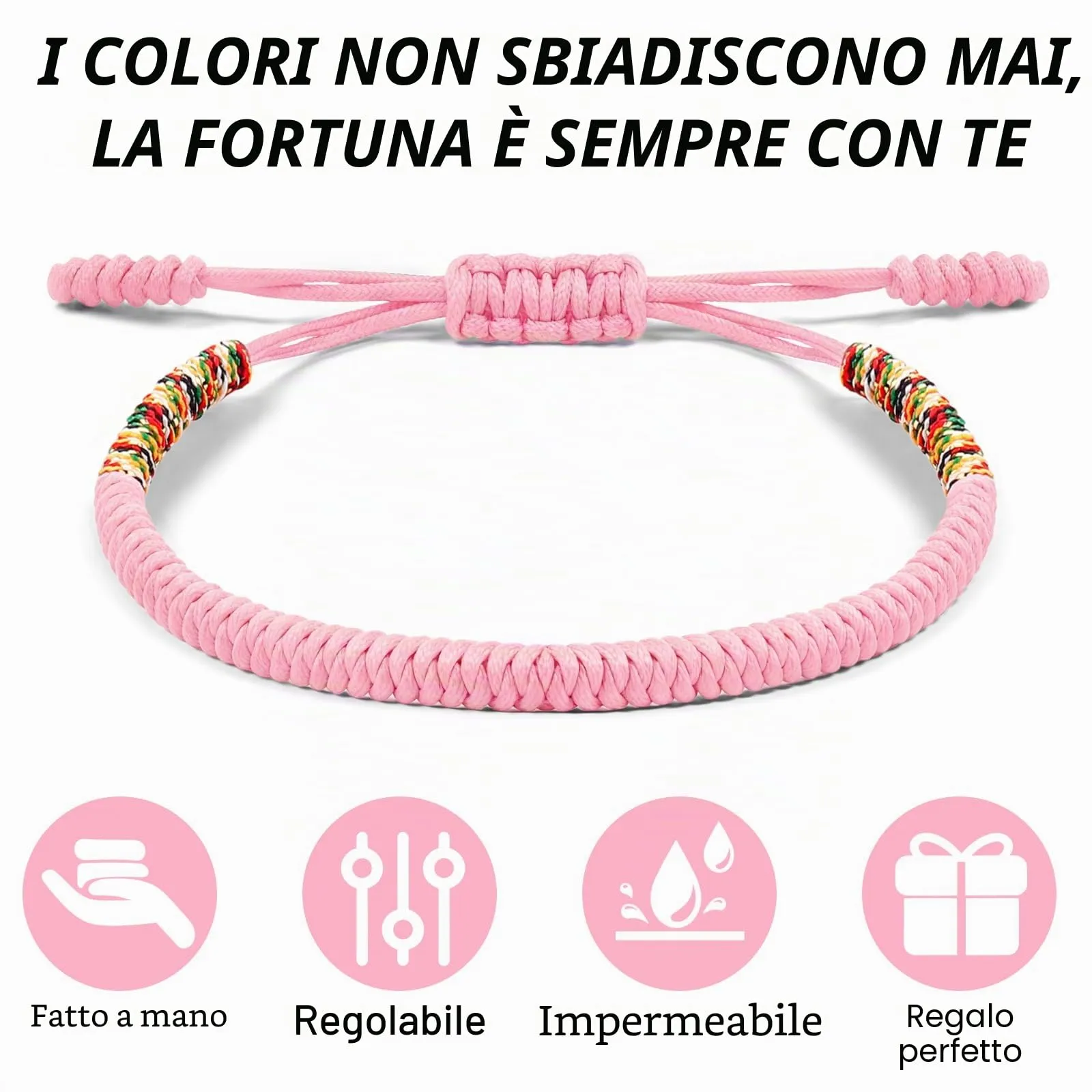 Aucuu Portafortuna Braccialetto, Braccialetti Intrecciati, Braccialetti Amicizia Intrecciati, Tibetano Amicizia Corda Bracciale, Bracciali Fatto a Mano, Bracciale Regolabile per Donne Uomo Bambini - immagine 3