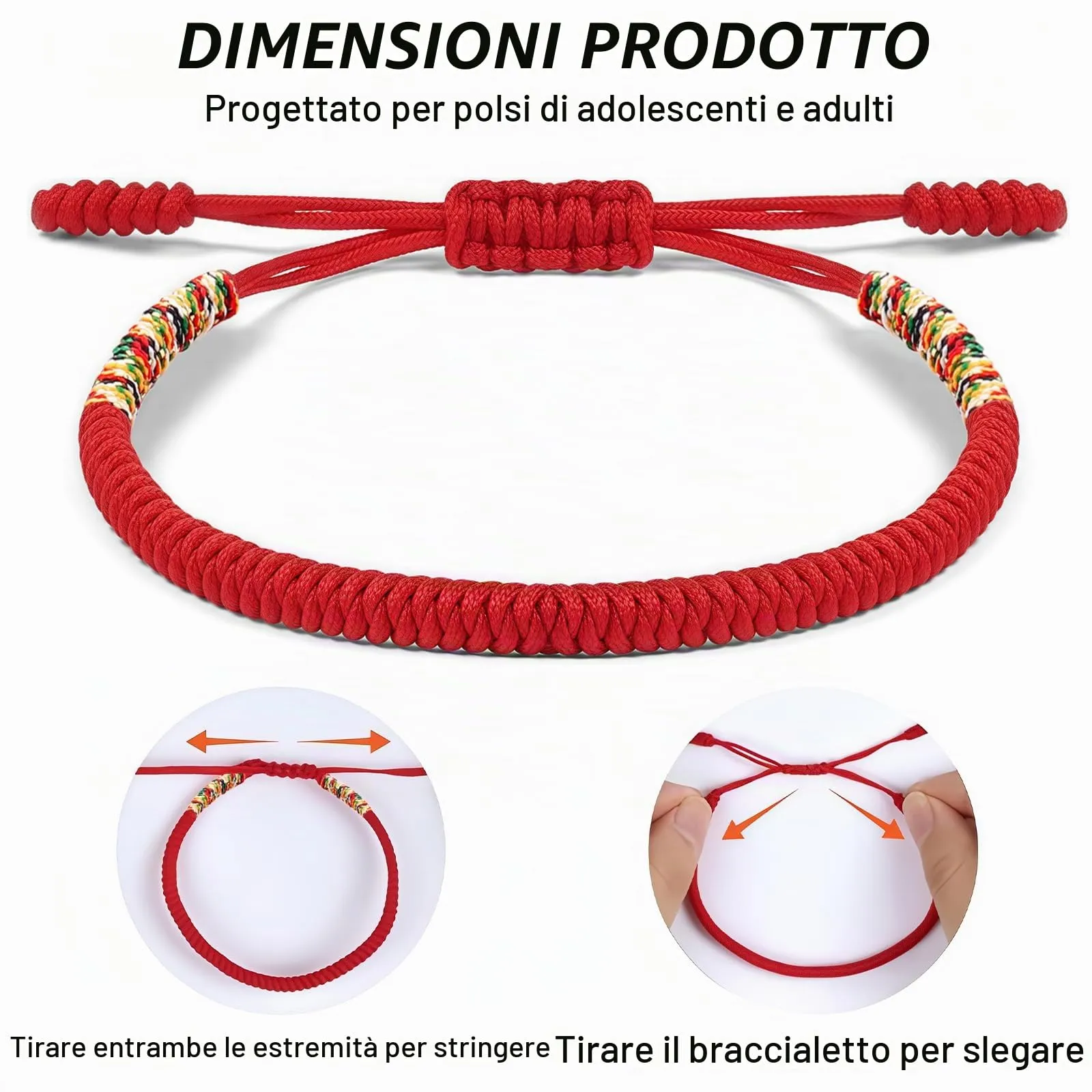 Aucuu Portafortuna Braccialetto, Braccialetti Intrecciati, Braccialetti Amicizia Intrecciati, Tibetano Amicizia Corda Bracciale, Bracciali Fatto a Mano, Bracciale Regolabile per Donne Uomo Bambini - immagine 2