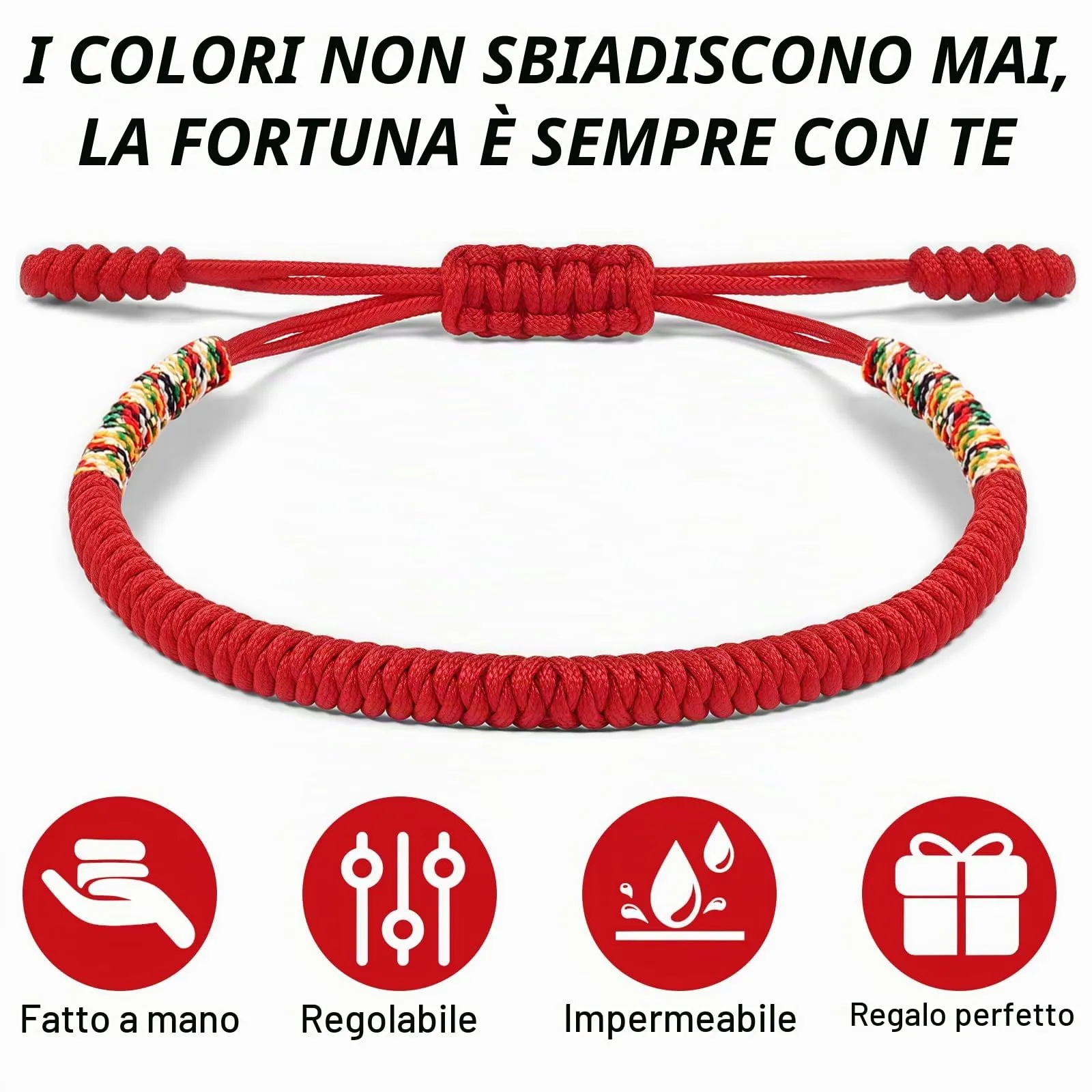 Aucuu Portafortuna Braccialetto, Braccialetti Intrecciati, Braccialetti Amicizia Intrecciati, Tibetano Amicizia Corda Bracciale, Bracciali Fatto a Mano, Bracciale Regolabile per Donne Uomo Bambini - immagine 3