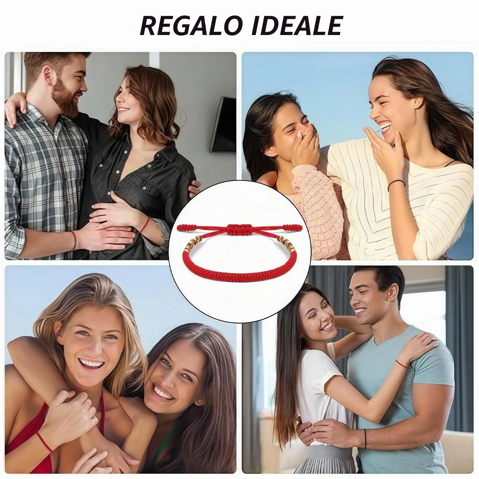 Aucuu Portafortuna Braccialetto, Braccialetti Intrecciati, Braccialetti Amicizia Intrecciati, Tibetano Amicizia Corda Bracciale, Bracciali Fatto a Mano, Bracciale Regolabile per Donne Uomo Bambini - immagine 7
