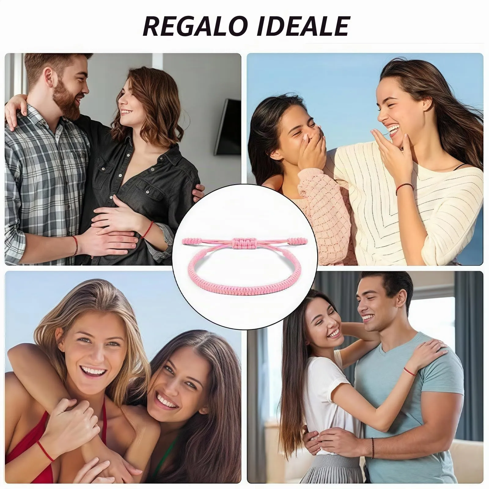 Aucuu Portafortuna Braccialetto, Braccialetti Intrecciati, Braccialetti Amicizia Intrecciati, Tibetano Amicizia Corda Bracciale, Bracciali Fatto a Mano, Bracciale Regolabile per Donne Uomo Bambini - immagine 6