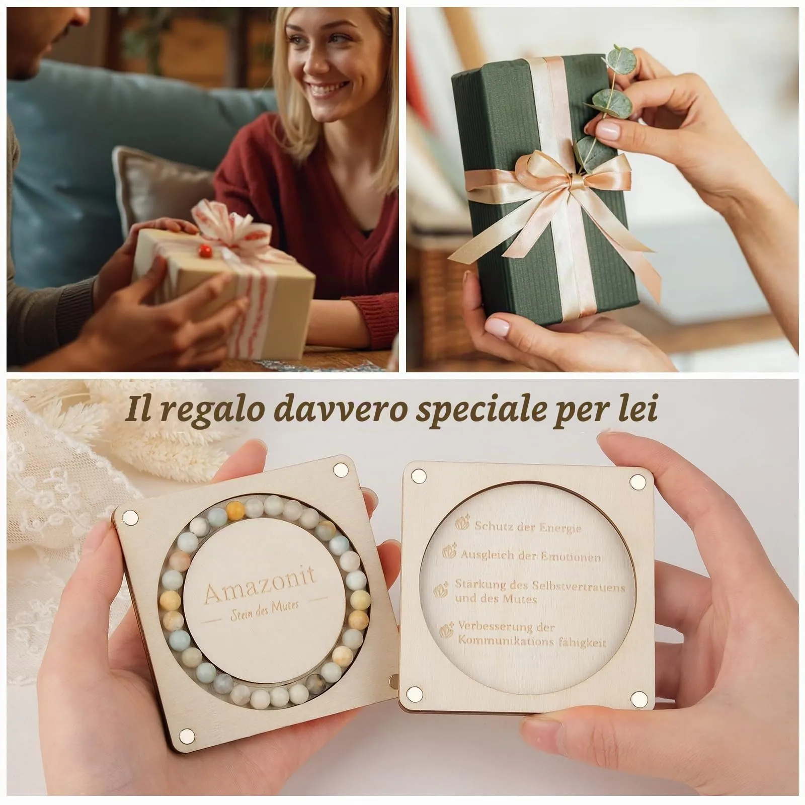 RUBY Braccialetto con pietra curativa da 6 mm per donna, braccialetto artigianale in vera pietra naturale, braccialetto portafortuna, regali squisiti per madre e sorelle - immagine 4