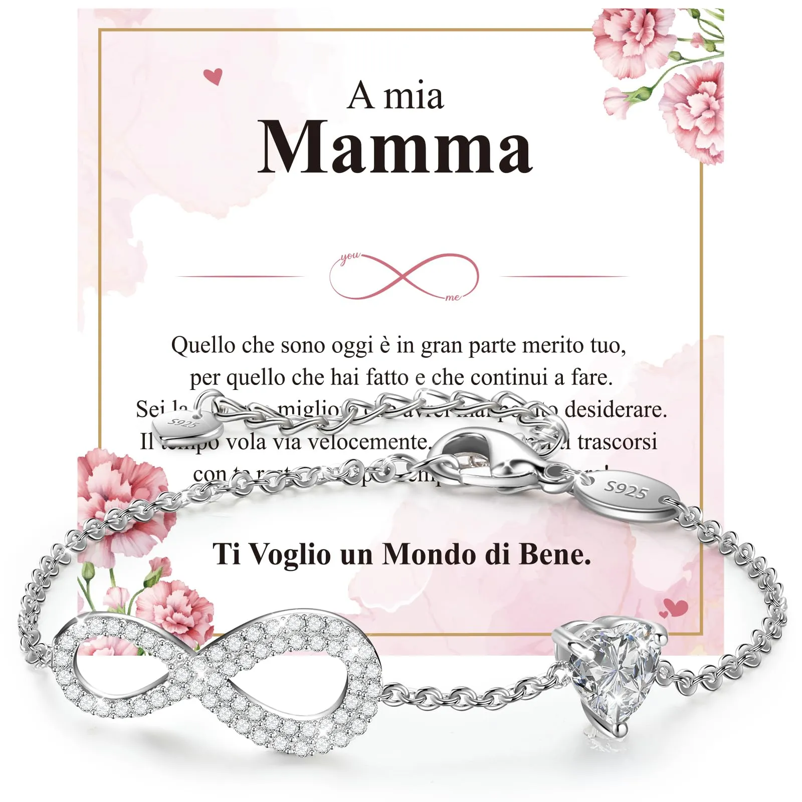 J.Fée Bracciale Infinito Bracciale Donna Argento 925 Bracciali Donna Argento Regalo Gioielli Regalo Per Lei Regali Per Lei,60 - immagine 1