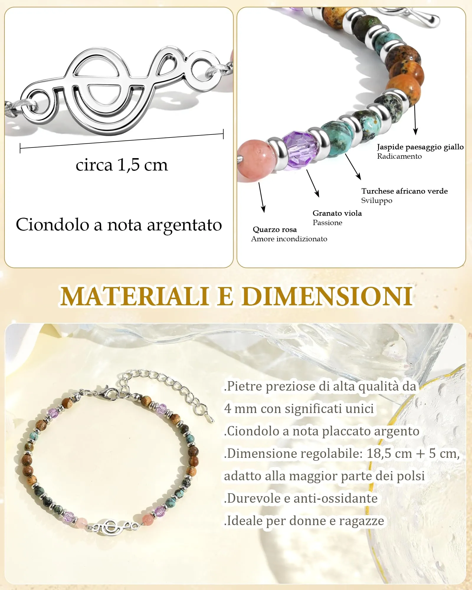 CheersLife Bracciale Donna Bracciale Pietre Naturali Donna - immagine 3