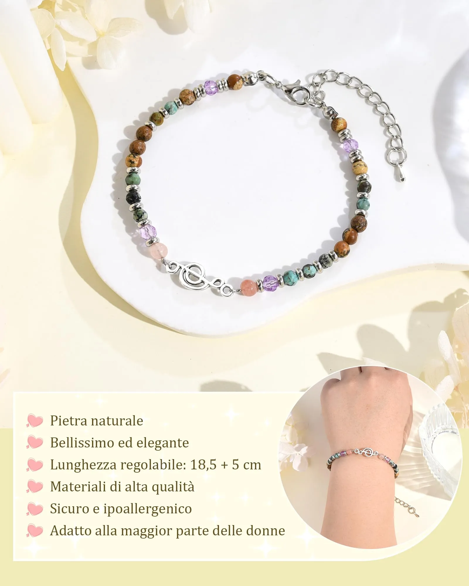 CheersLife Bracciale Donna Bracciale Pietre Naturali Donna - immagine 5