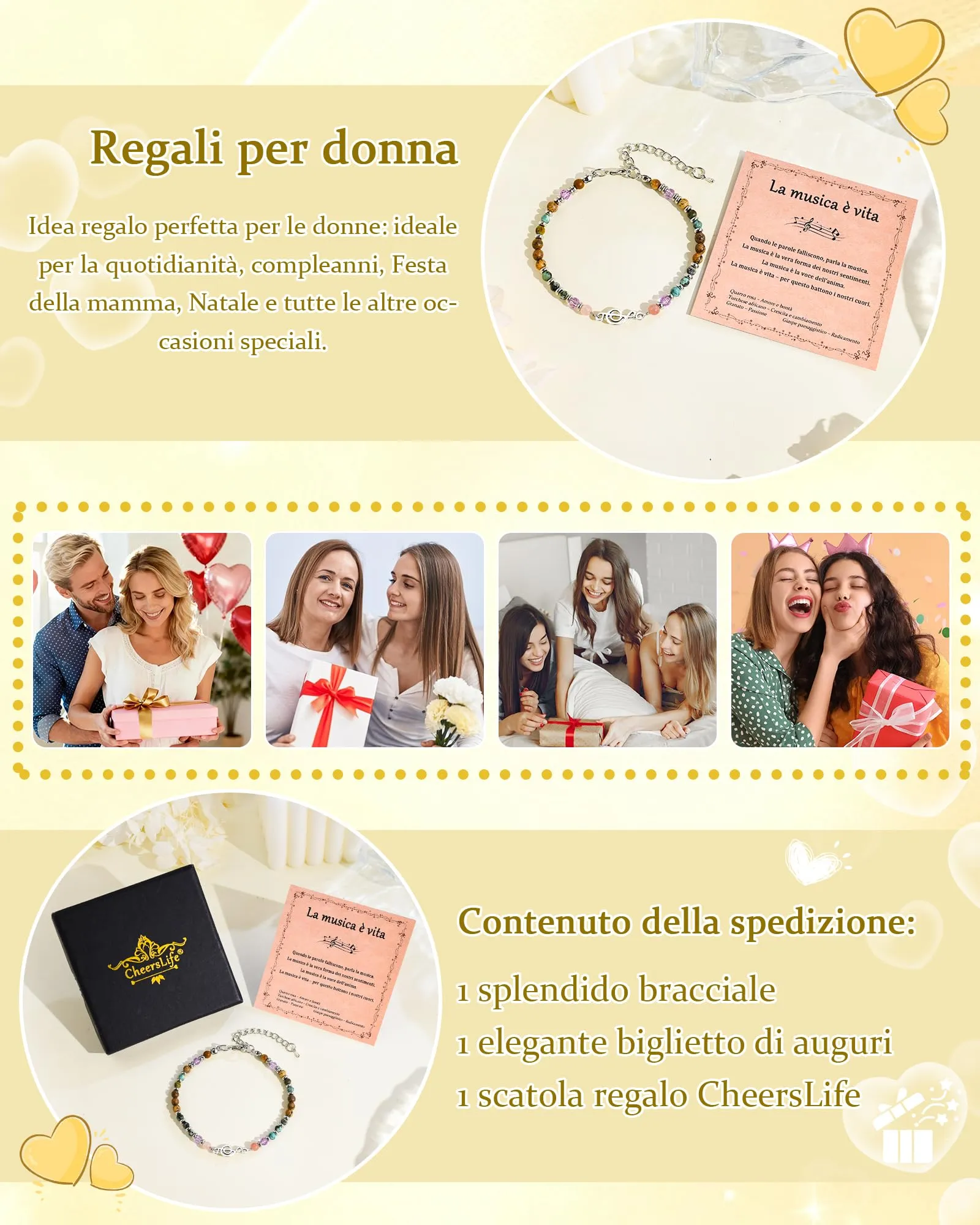 CheersLife Bracciale Donna Bracciale Pietre Naturali Donna - immagine 6