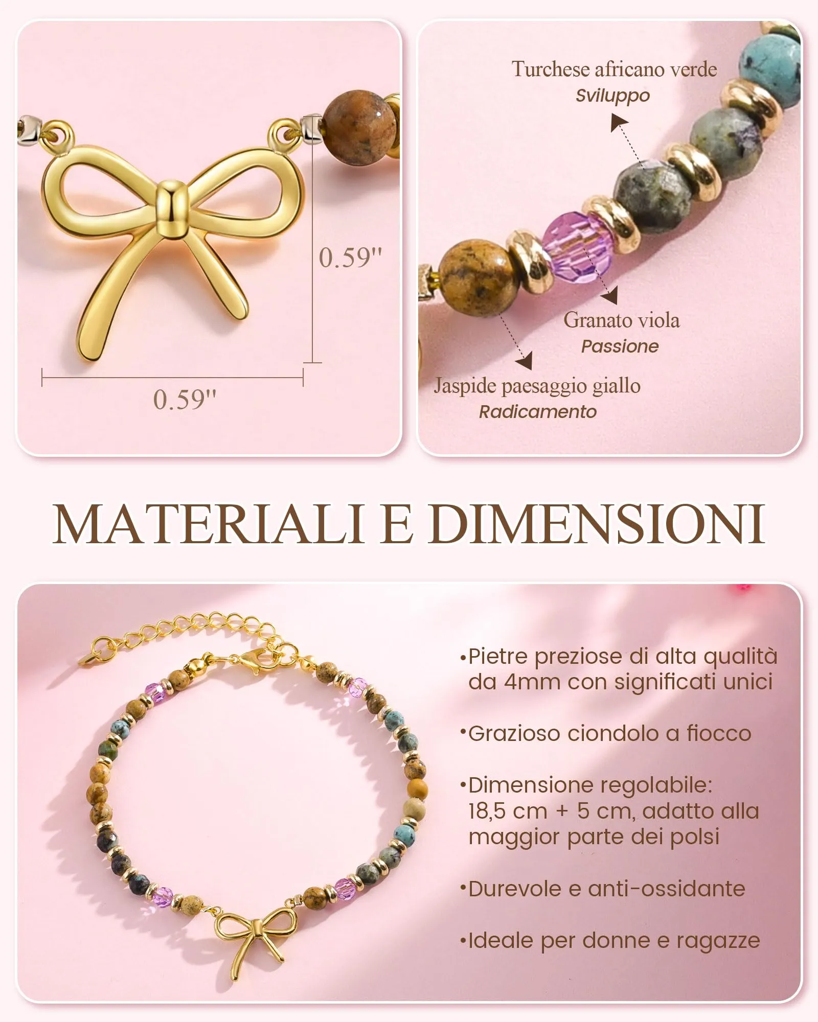 CheersLife Bracciale Donna Bracciale Pietre Naturali Donna - immagine 4