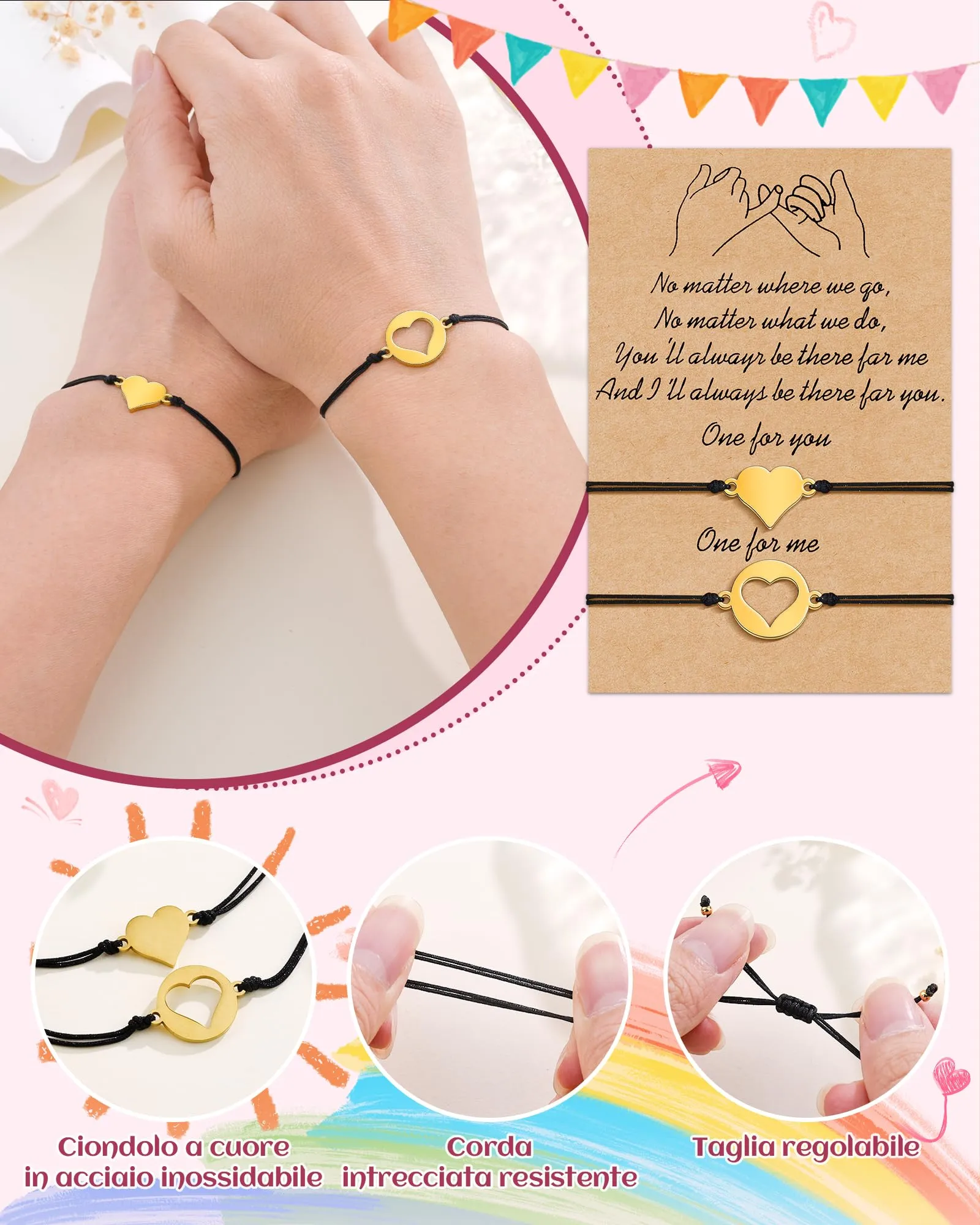 VGWON Regalo di Ritorno a Scuola, 2pz Bracciale Mamma e Figlia - immagine 3