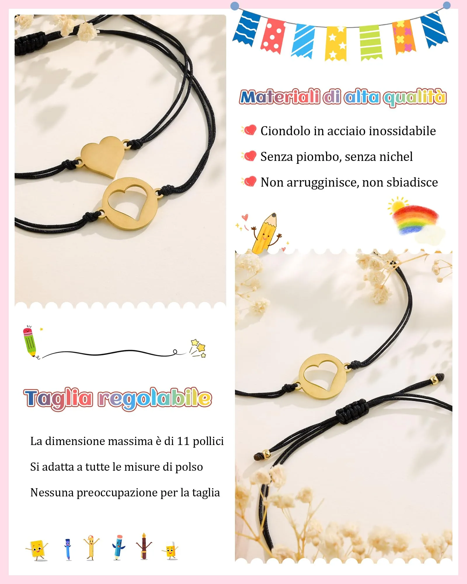 VGWON Regalo di Ritorno a Scuola, 2pz Bracciale Mamma e Figlia - immagine 4