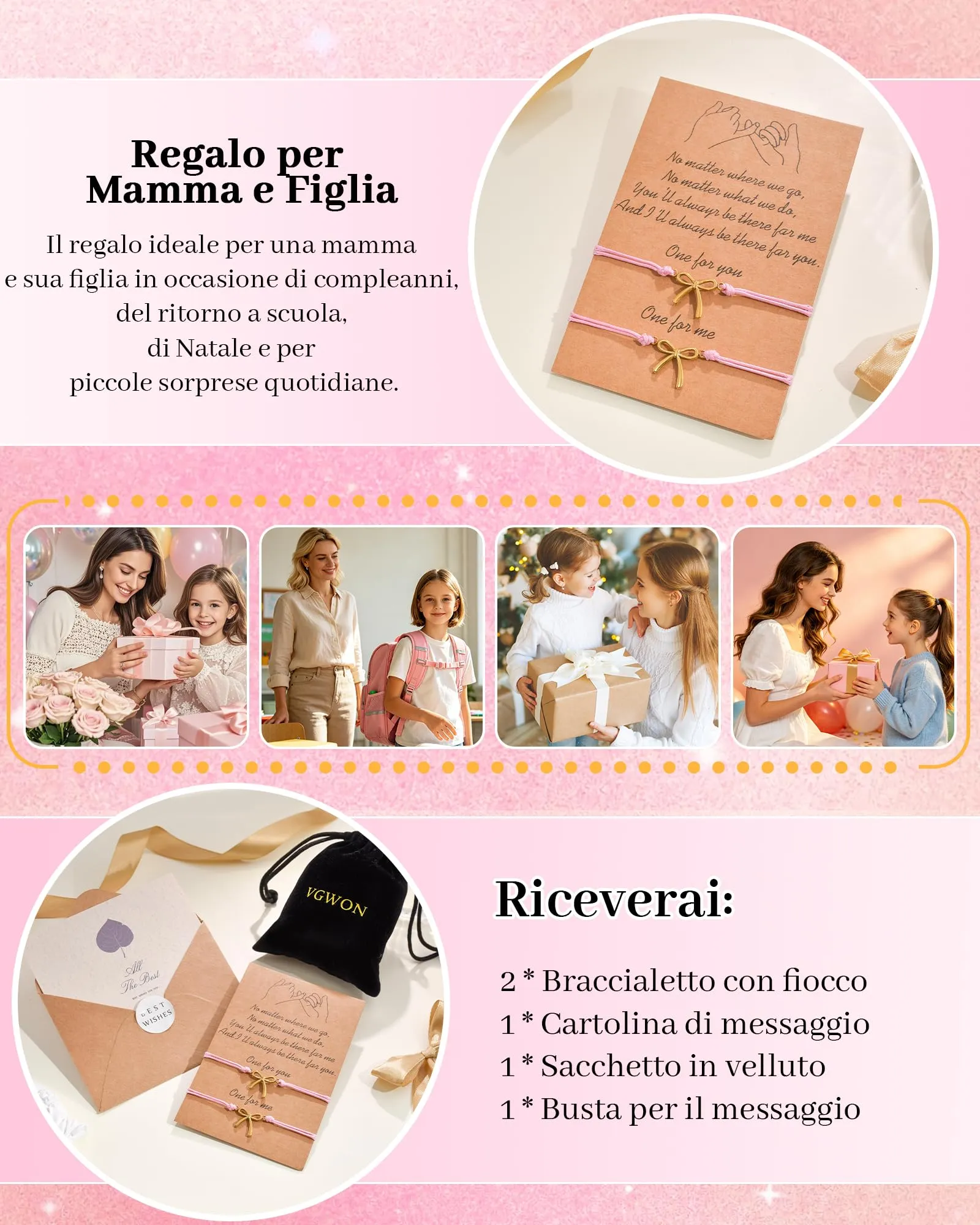 VGWON Bracciale Mamma e Figlia, Regalo Back to School Regalo Mamma e Figlia - immagine 6
