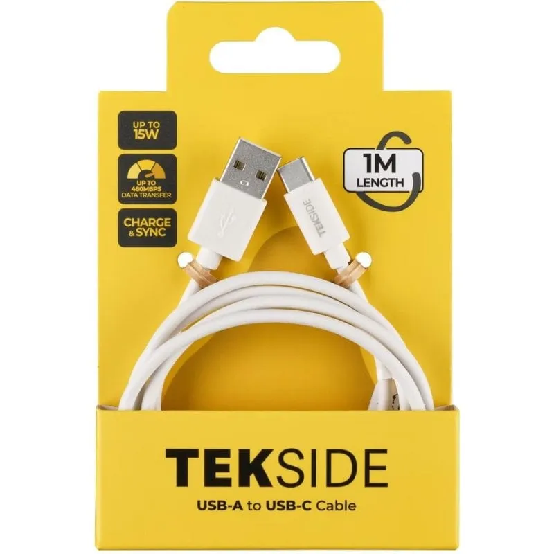 Cavo USB-A a USB-C Cellularline TEKSIDE 1 m 15W 480 Mbit/s Bianco - immagine 1