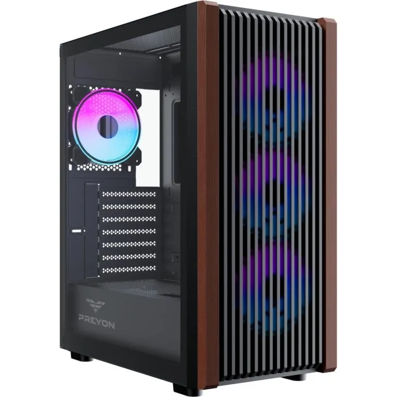 Case PC PREYON Nest Timber Mid Tower ATX Vetro ARGB - immagine 1