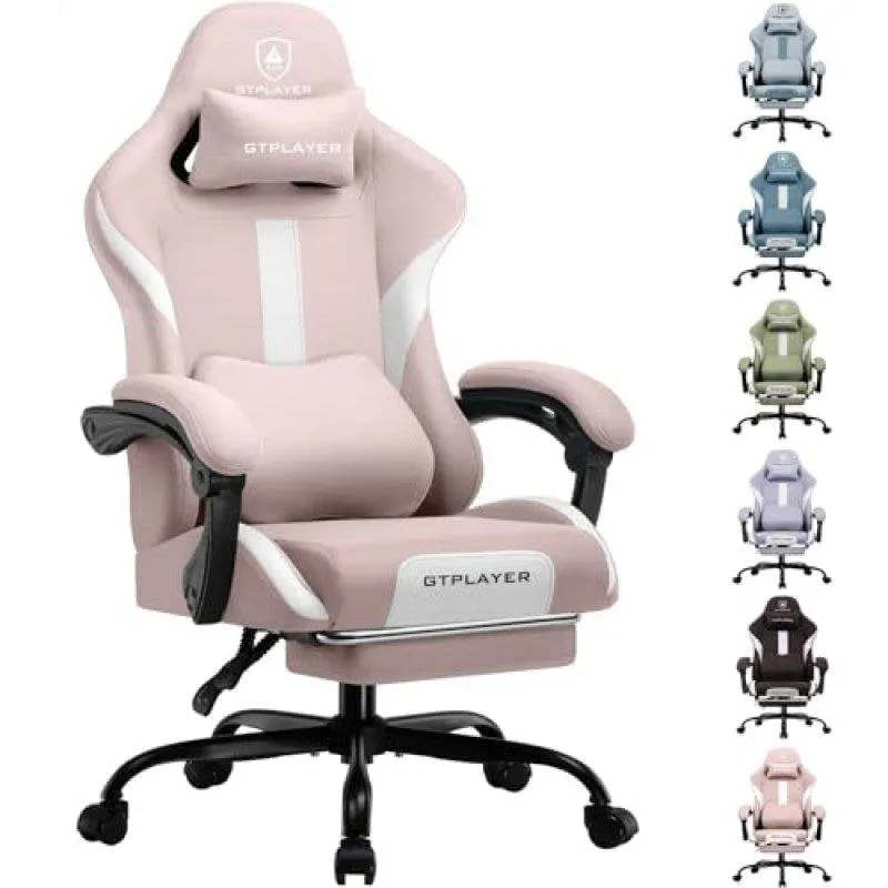 Sedia Gaming GTPLAYER Ergonomica Regolabile Tessuto Traspirante Rosa - immagine 1