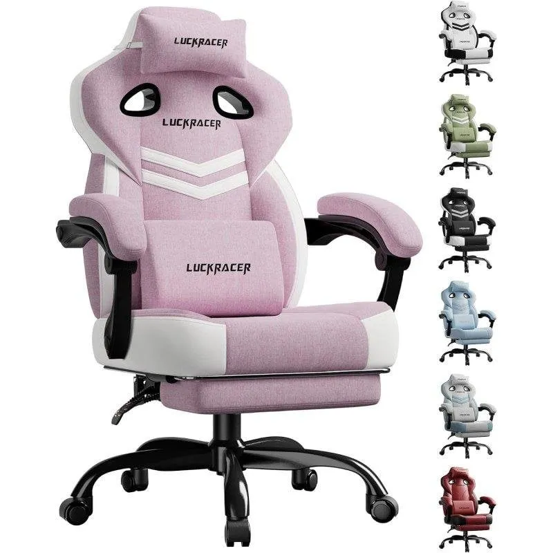 Sedia Gaming GTPLAYER in Tessuto Rosa, Braccioli Sincronizzati, Inclinabile 90-155° e Poggiapiedi - immagine 1