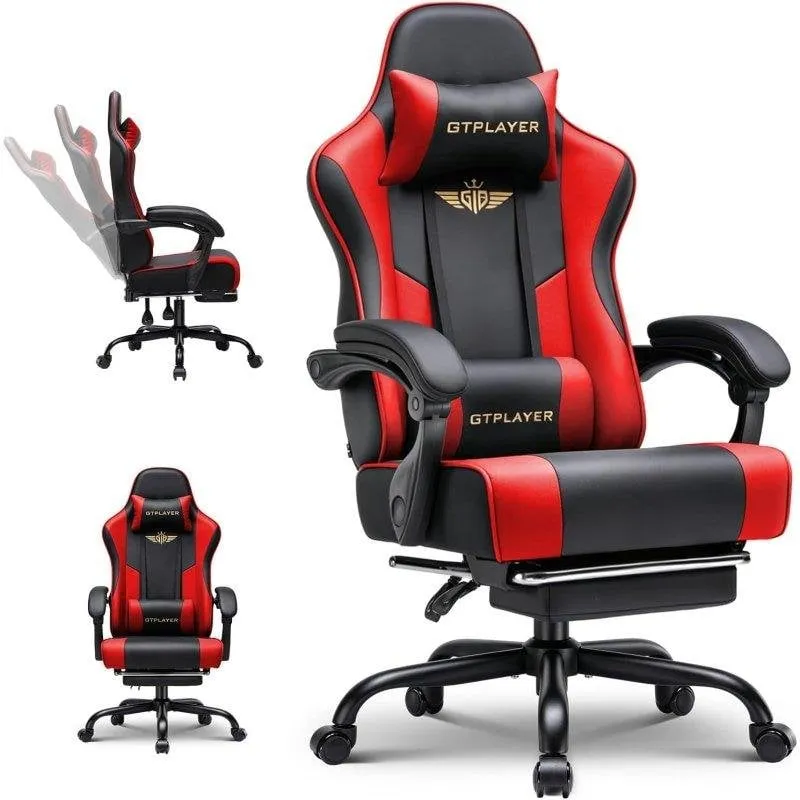 Sedia da gioco GTPLAYER Ergonomica con Poggiapiedi Rosso - immagine 1
