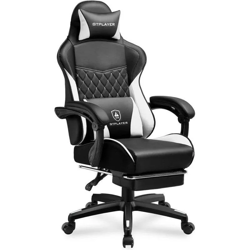Sedia Gaming GTPLAYER con Doppio Schienale e Poggiapiedi Bianco - immagine 1