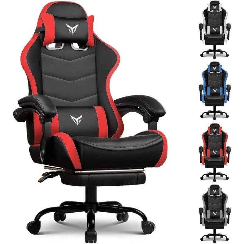 Sedia Gaming GTPLAYER con Poggiapiedi, Supporto Lombare Regolabile Rosso - immagine 1