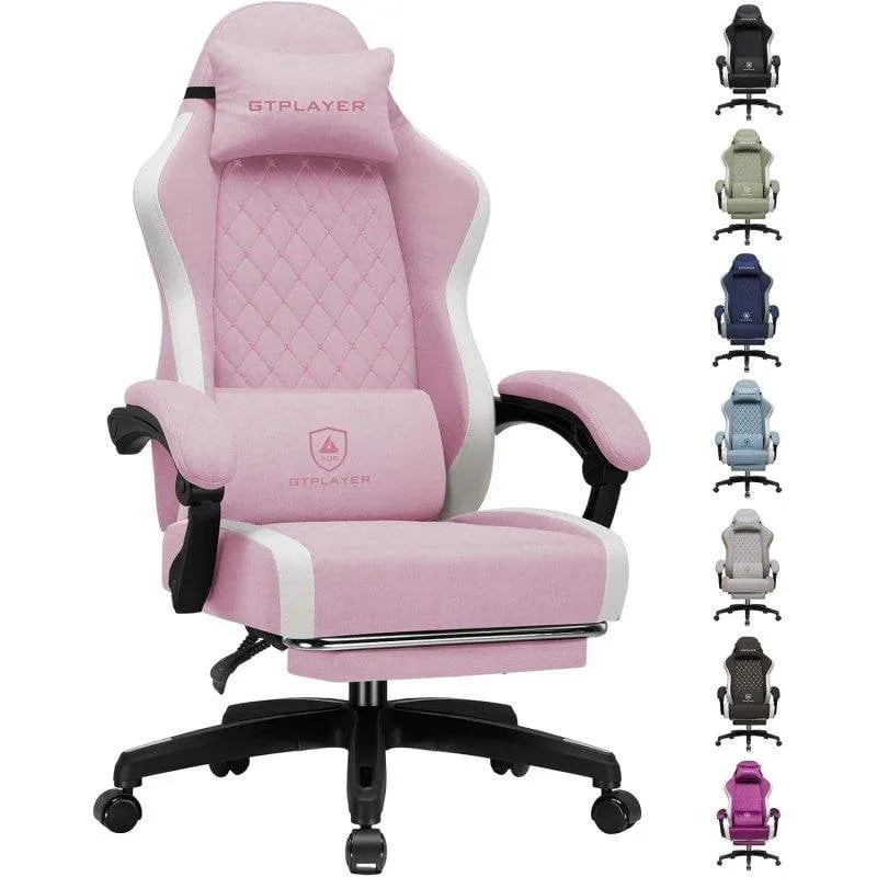 Sedia Gaming GTPLAYER Ergonomica Traspirabile Poggiapiedi Regolabile Rosa - immagine 1