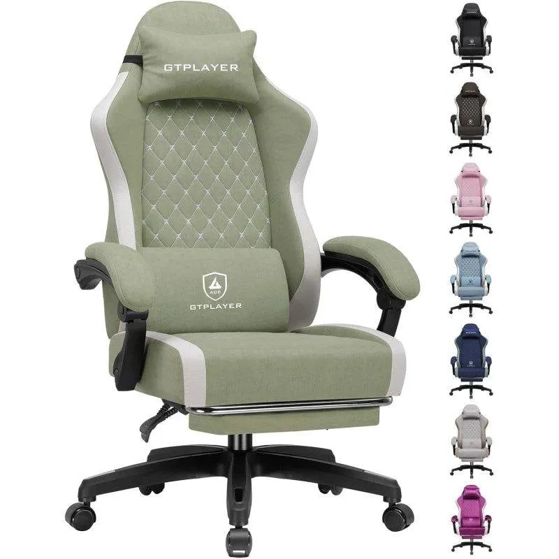 Sedia Gaming GTPLAYER Grande con Poggiapiedi Regolabile Verde - immagine 1