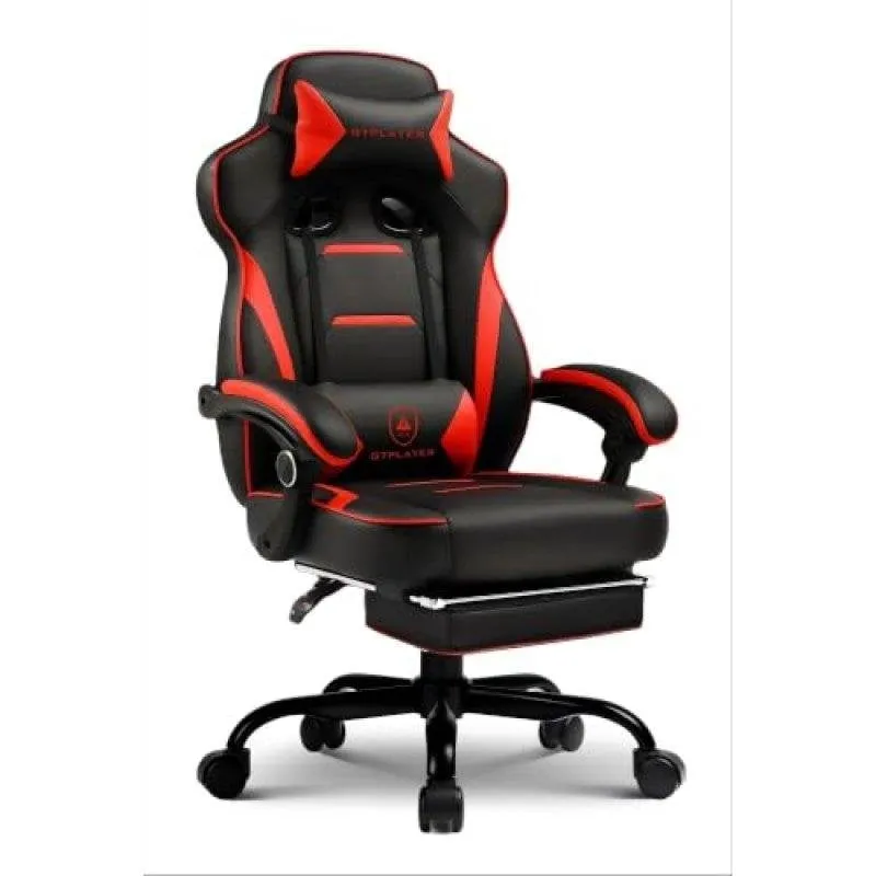 Sedia GTPLAYER Gaming con poggiapiedi 180 kg Lombare Regolabile 155° Rosso - immagine 1