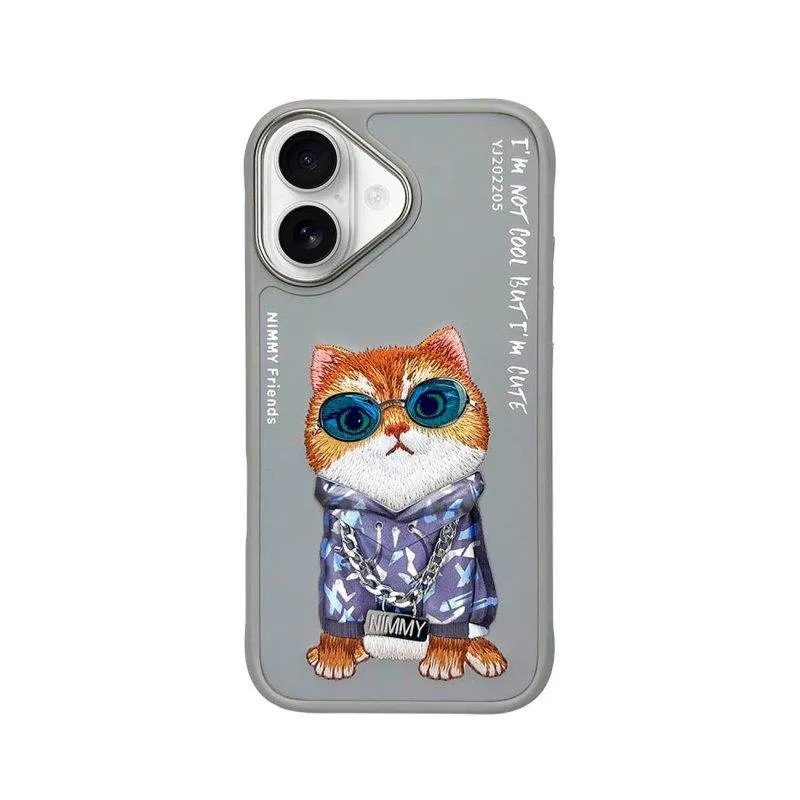 Cover Nimmy Friends Little Hipster Man Ricamata 3D Grigia per iPhone 17 - immagine 1