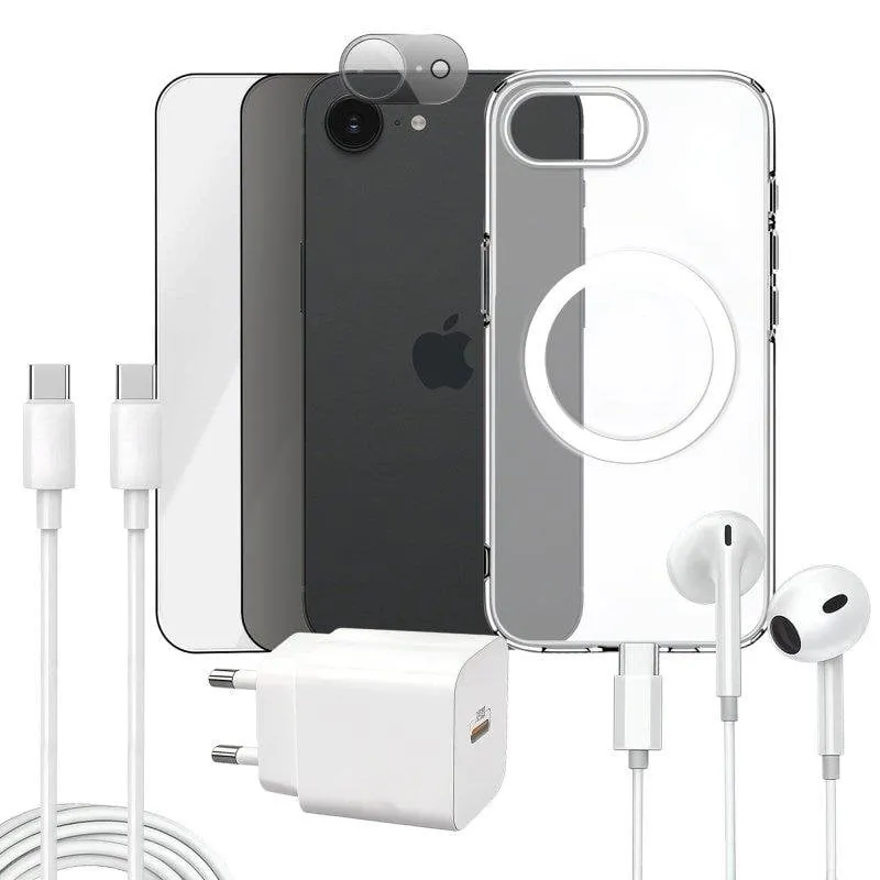 Pack Apokin 7 in 1 con custodia magnetica trasparente per iPhone 16e - immagine 1