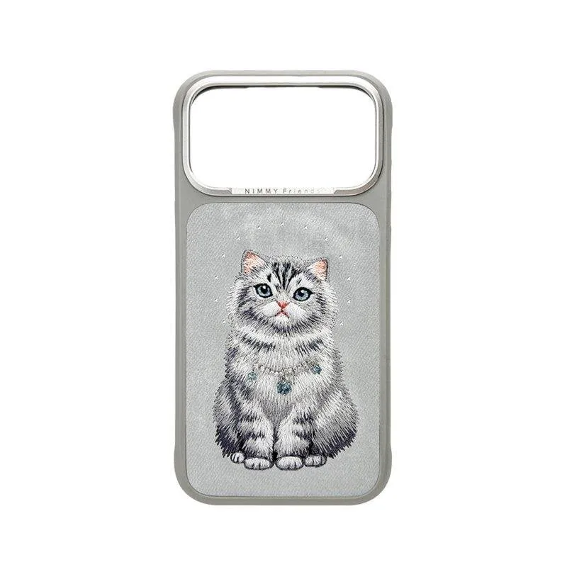 Cover Nimmy Friends Lucky Fashion Series Ricamata 3D Grigio Chinchilla per iPhone 17 Pro - immagine 1
