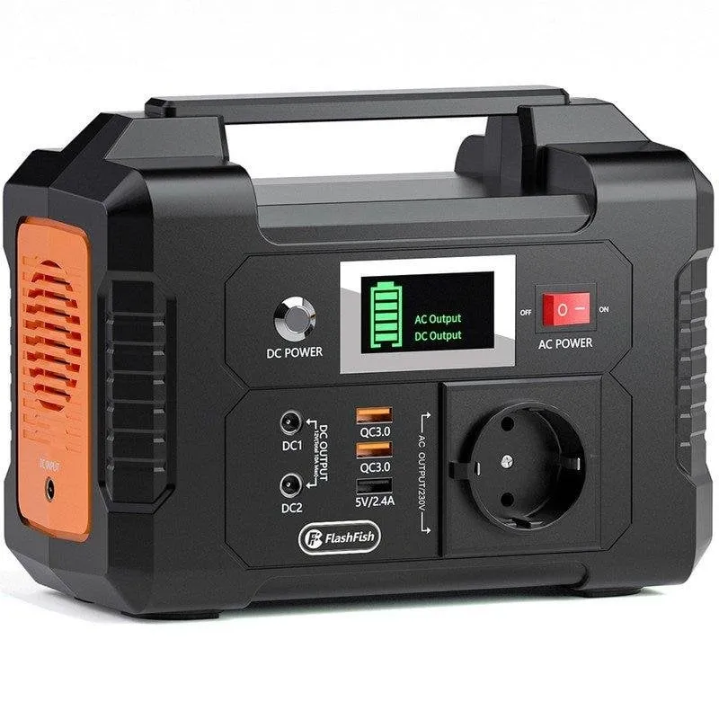 Stazione di energia Flashfish E200 151Wh 7 porte AC, DC, USB Batteria Li-ion Schermo LCD Ricarica solare - immagine 1