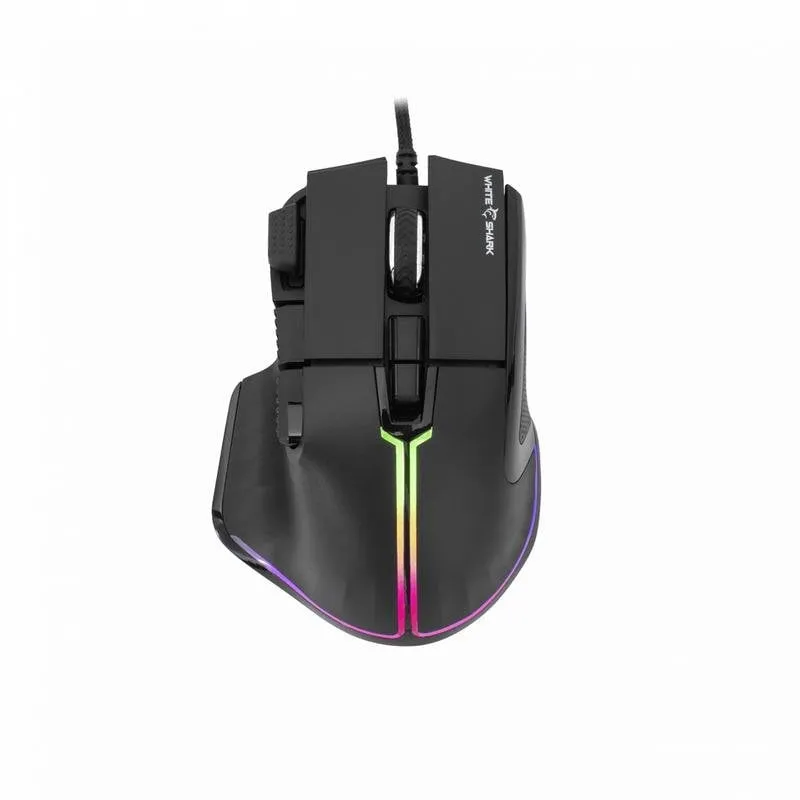 Mouse White Shark MARROK USB Tipo-A 12000 DPI Nero 9 Pulsanti RGB - immagine 1