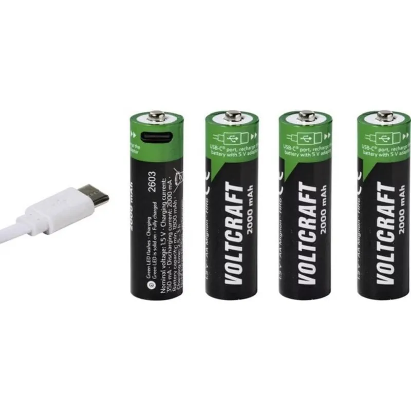 Pila Ricaricabile AA Voltcraft 2000 mAh 1,5 V 4 pezzi - immagine 1