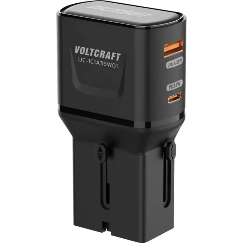 Caricatore da viaggio Voltcraft UC-1C1A GaN III USB-C/A 18W - immagine 1