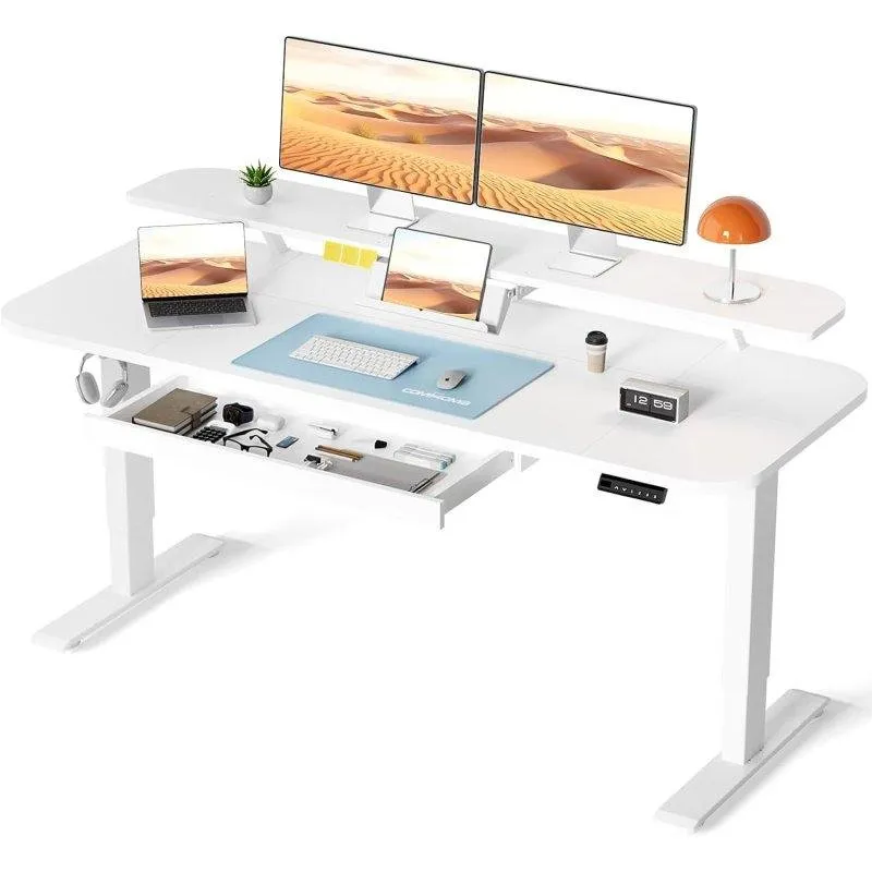 Scrivania GTPLAYER Elevabile 120x60 Monitor Tablet 3mem - Bianco - immagine 1