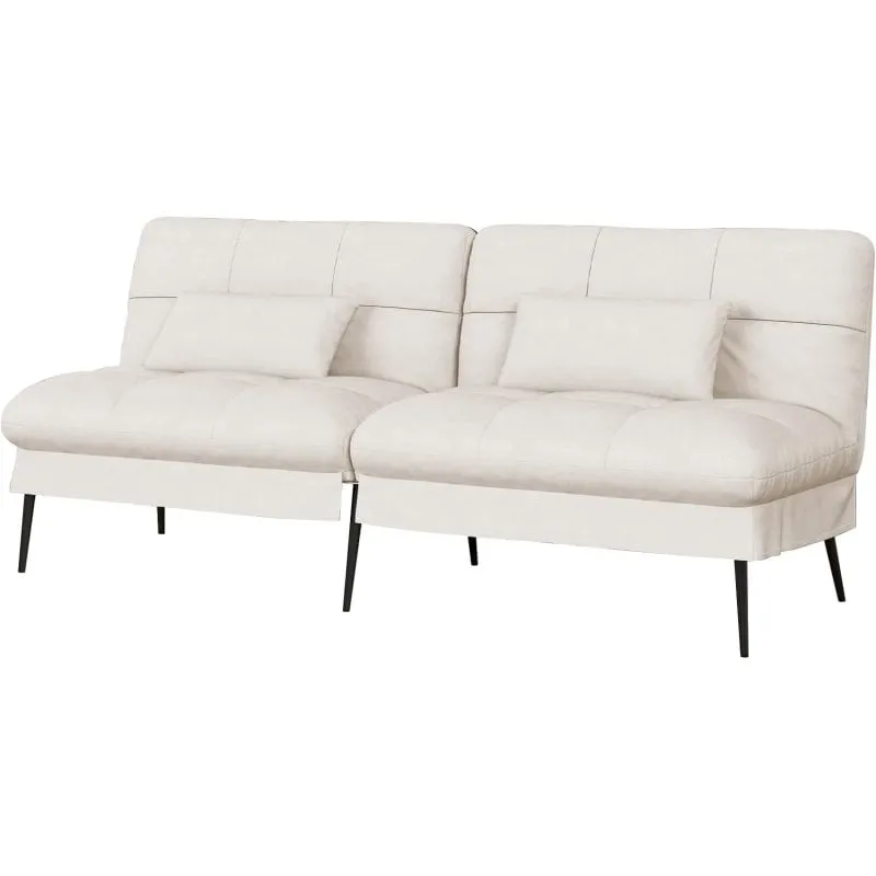 Divano letto GTPLAYER 3 posti schienale regolabile velluto beige - immagine 1