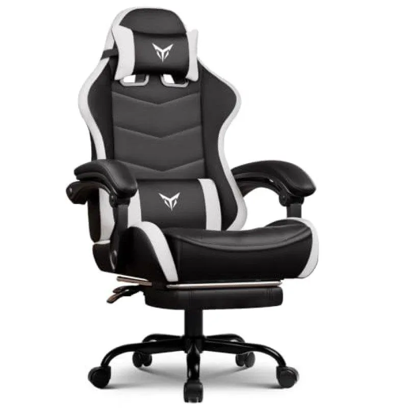 Sedia Gaming GTPLAYER con Poggiapiedi, Supporto Lombare, Poggiatesta Regolabile Bianco - immagine 1