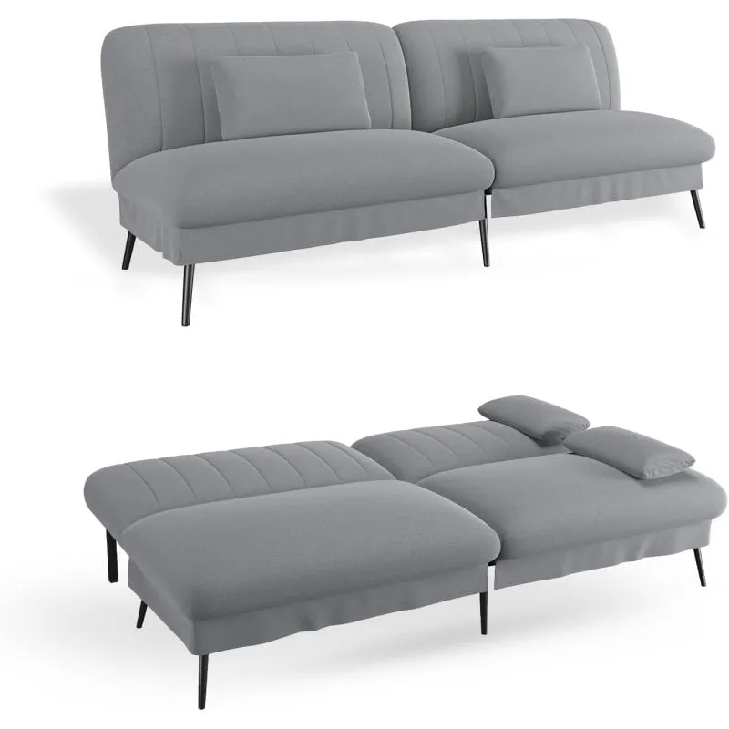 Divano letto GTPLAYER 3 posti schienale regolabile cotone felpato grigio - immagine 1